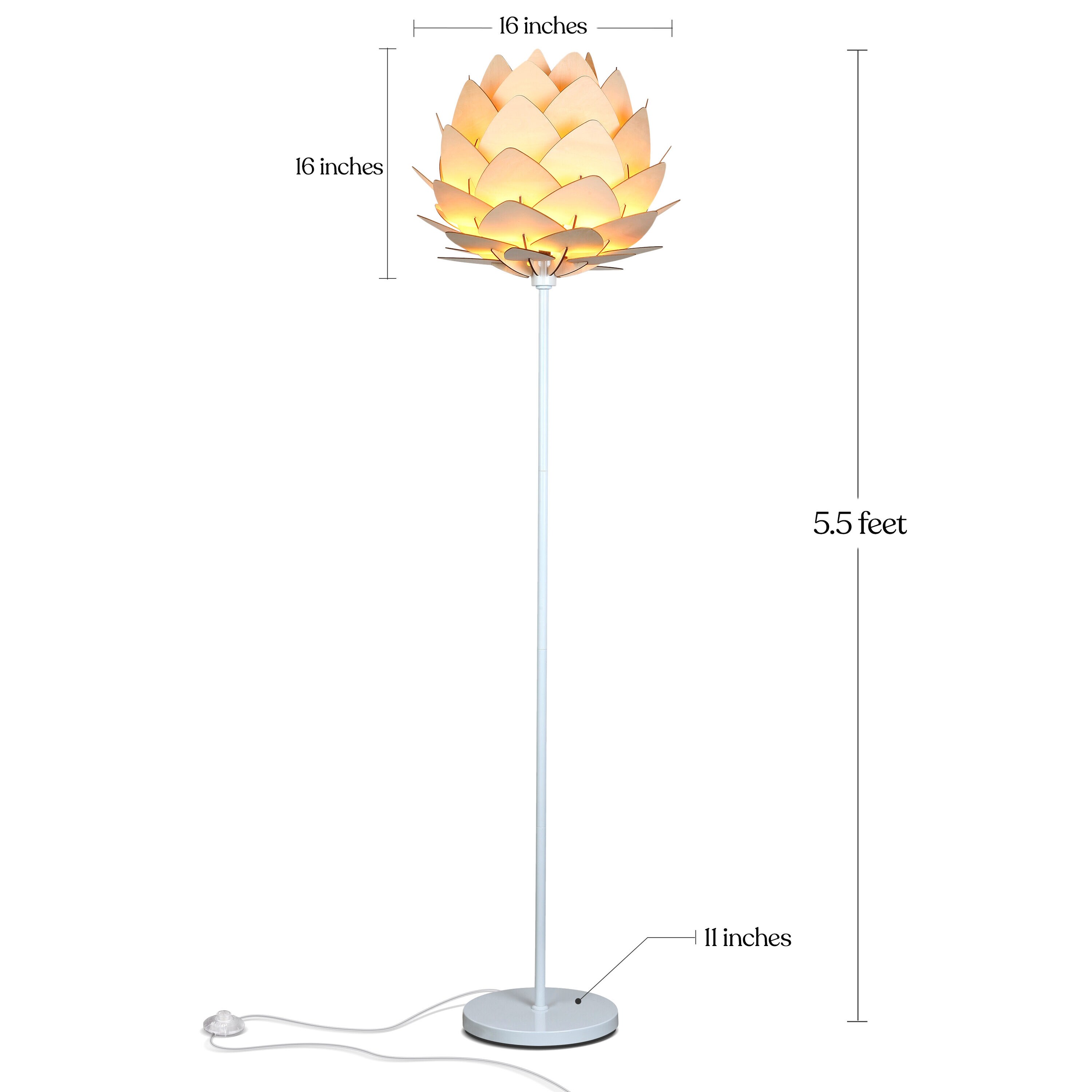 White 66" Torchiere Floor Lamp with Google Assistant for Kids