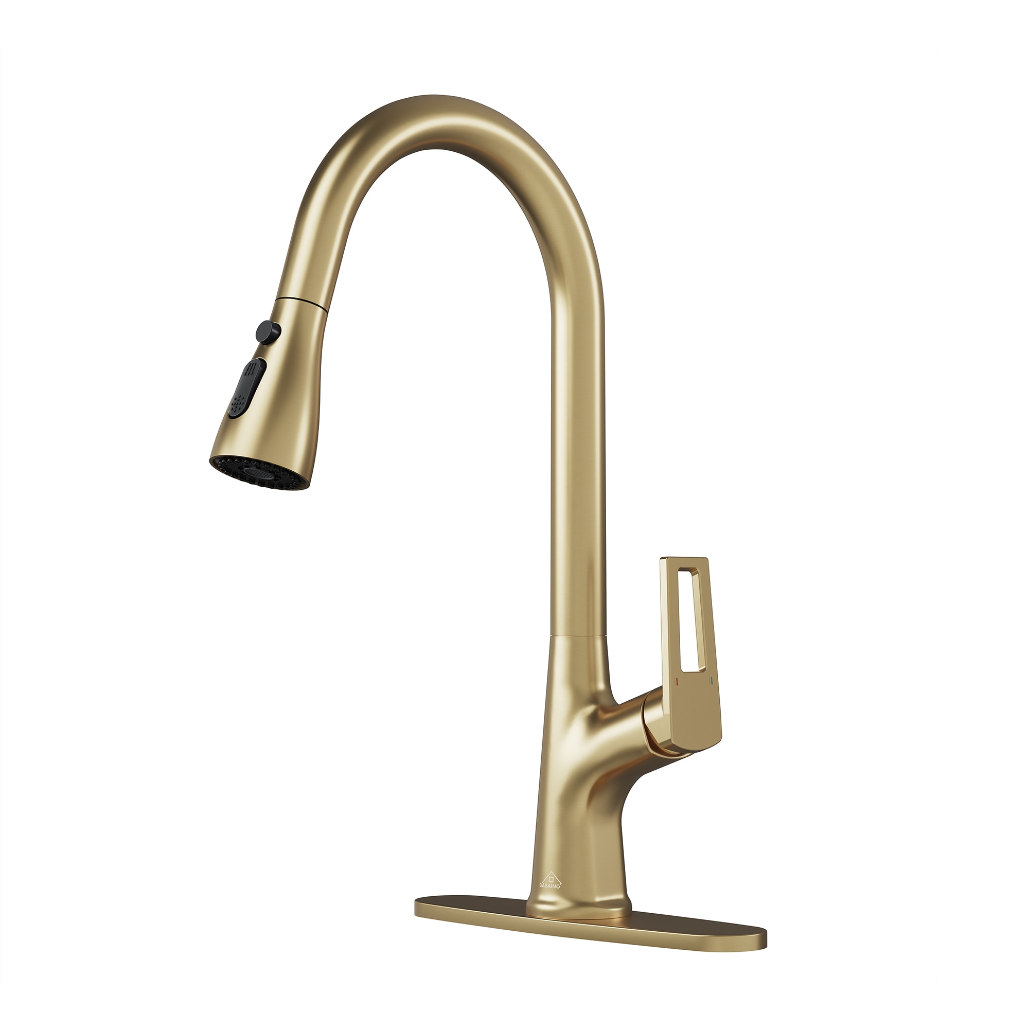 CASAINC CA-D4175-BG Brushed Gold Single Handle Deck-mount Pull-out Kitchen Faucet with Sprayer ( Deck Plate Included )