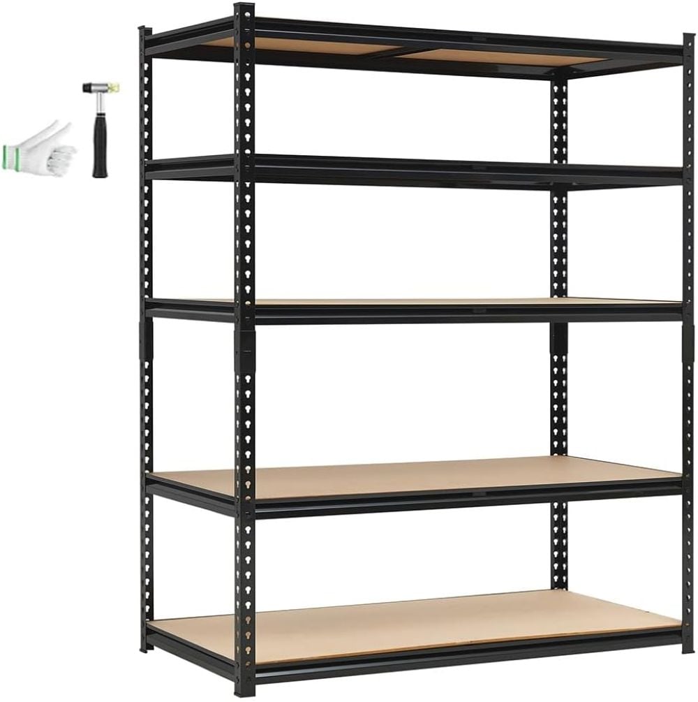 Garvee Heavy Duty Garage Shelving Units 5-Tier Adjustable Storage Shelves 48 x 24 x 72in Loads 3000 LBSS Adjustable Garage Storage Shelving Metal Storage Utility Racks Shelf Unit #LYU01PHK-363XHV37