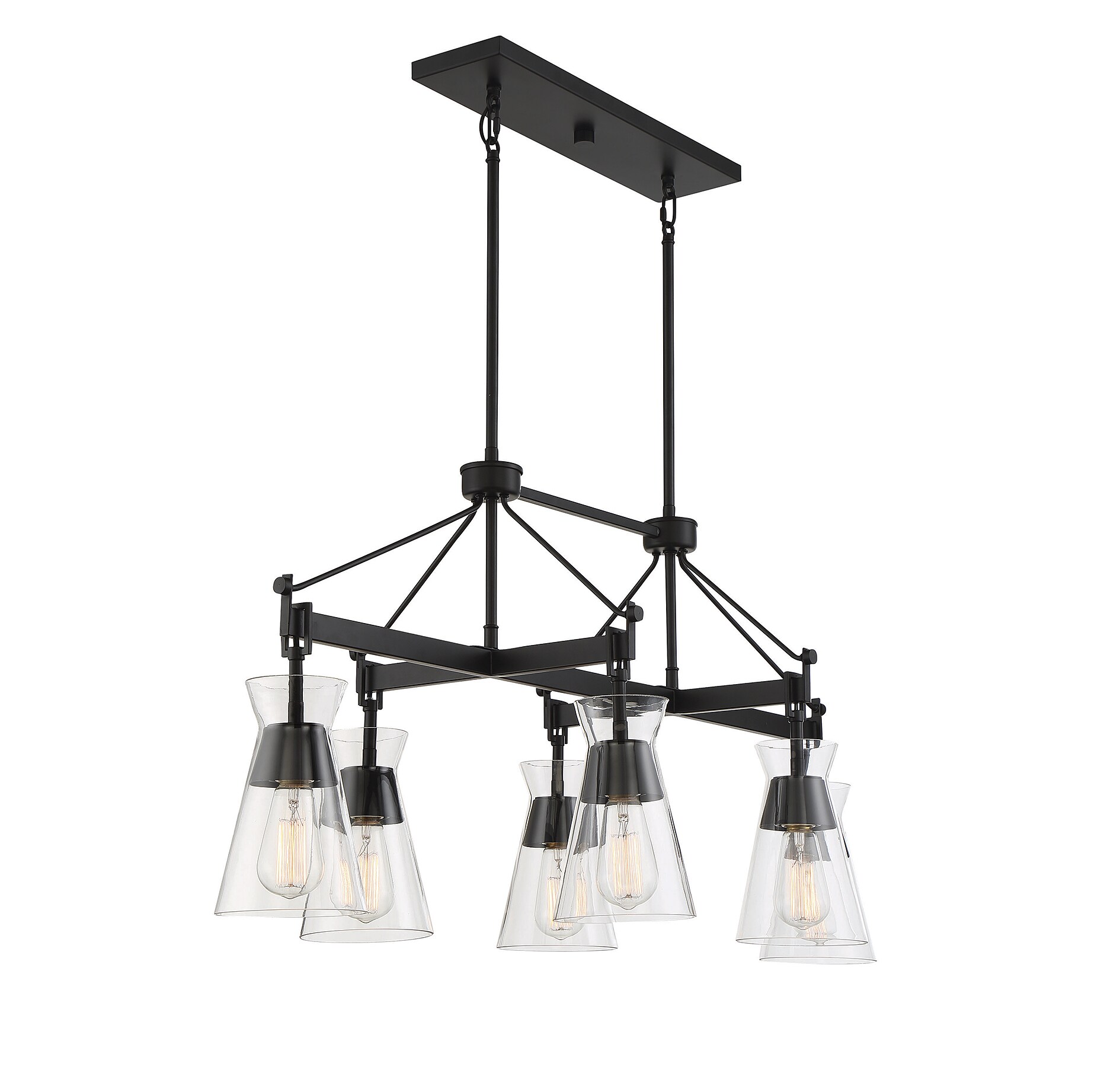 Lakewood Mid-Century Modern Matte Black 6-Light Chandelier
