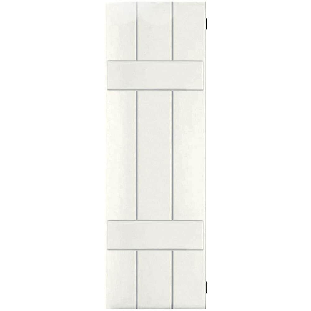 Ekena Millwork RWB12X063WHW 12-in W x 63-in H White Paintable/Stainable Board and batten Wood Exterior Shutters ( 2 -Pack )