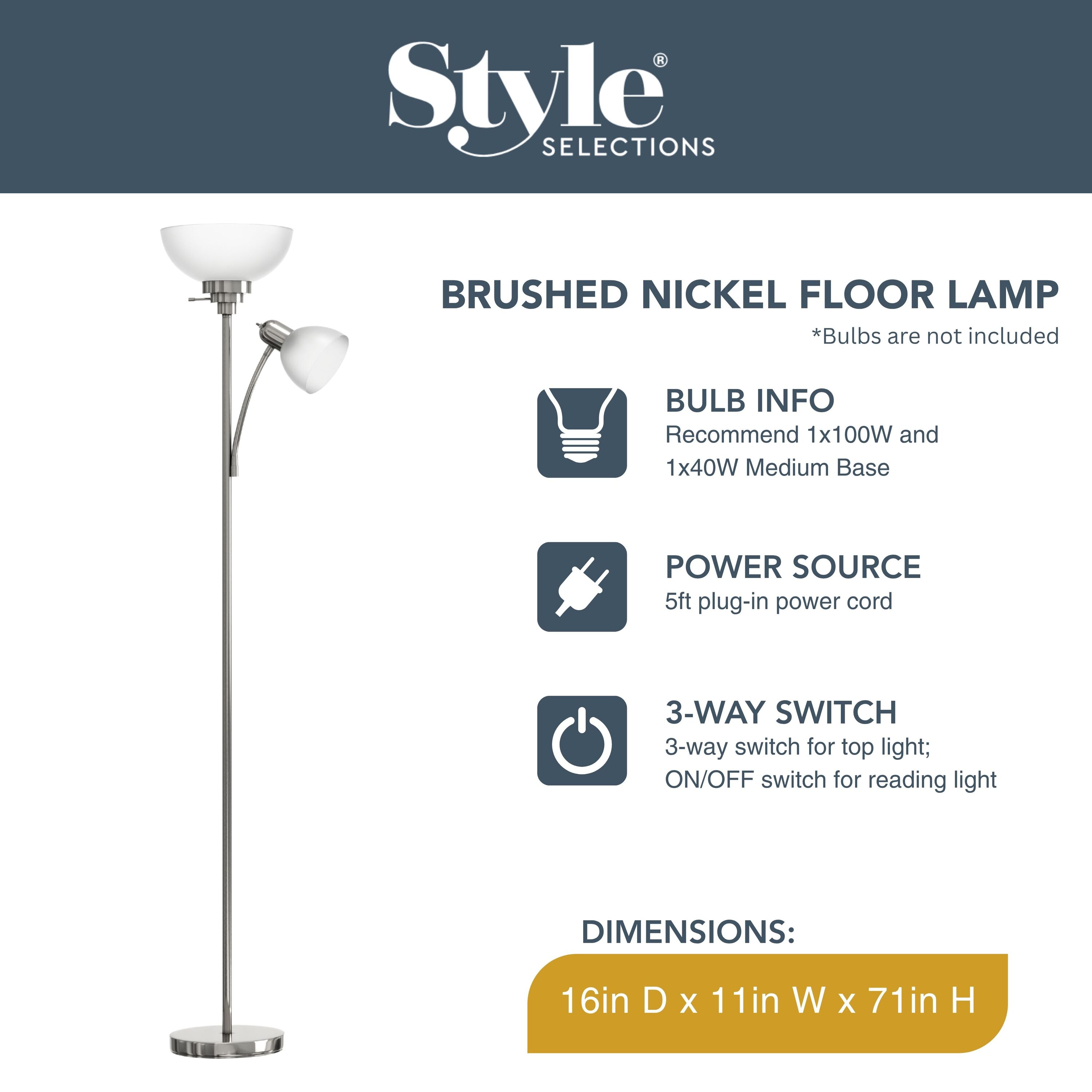 Style Selections FL18BNK floorlamps - View #3