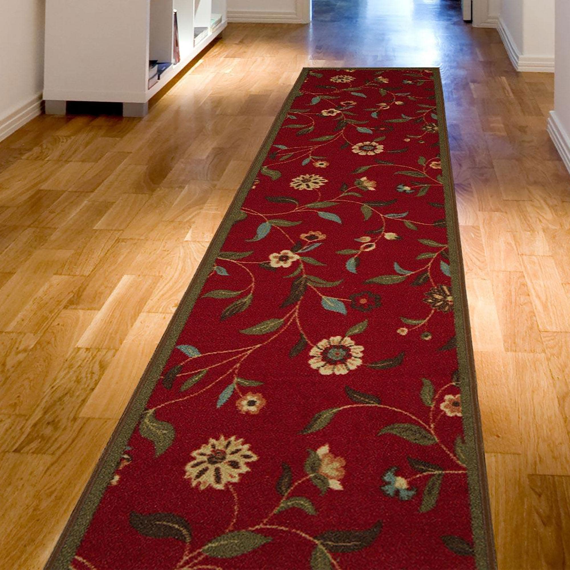 Ottomanson OTH2090-3X10 Hallway Runner 3 x 10 (ft) Loomed Nylon Red Rectangular Indoor Floral/Botanical Runner rug