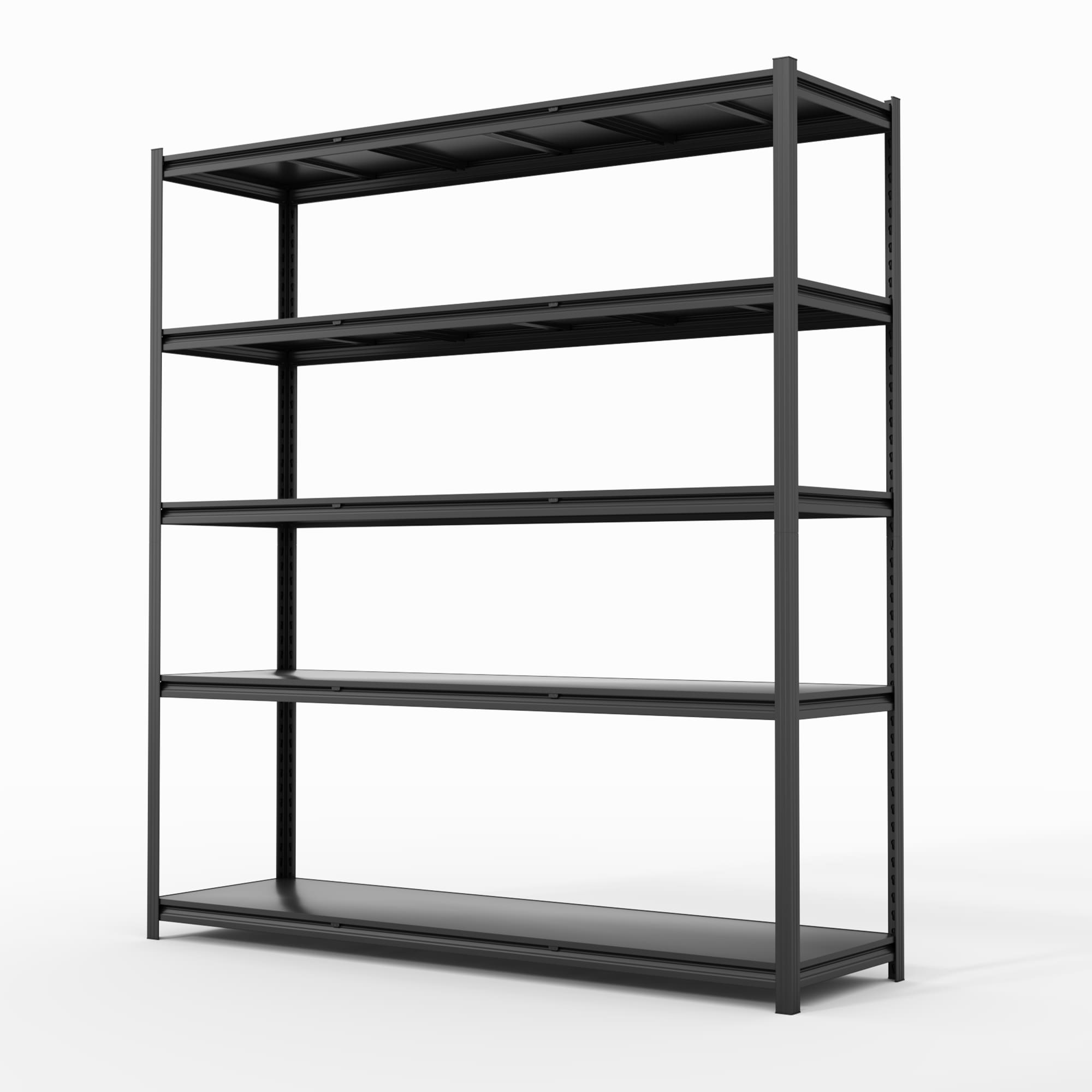 LOVMOR 5-Tier Black 60 in W x 78 in H x 20 in D Adjustable Heavy Duty Solid Metal Shelving Unit with Hidden Posts