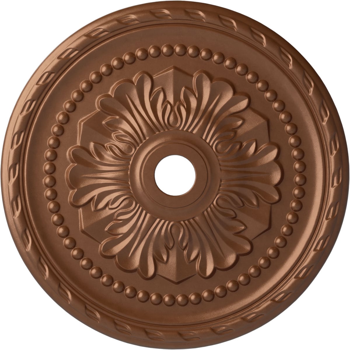 Ekena Millwork CM31PMPOS Palmetto 31.5-in W x 31.5-in L Painted Polished Copper Polyurethane Whole Ceiling Medallion