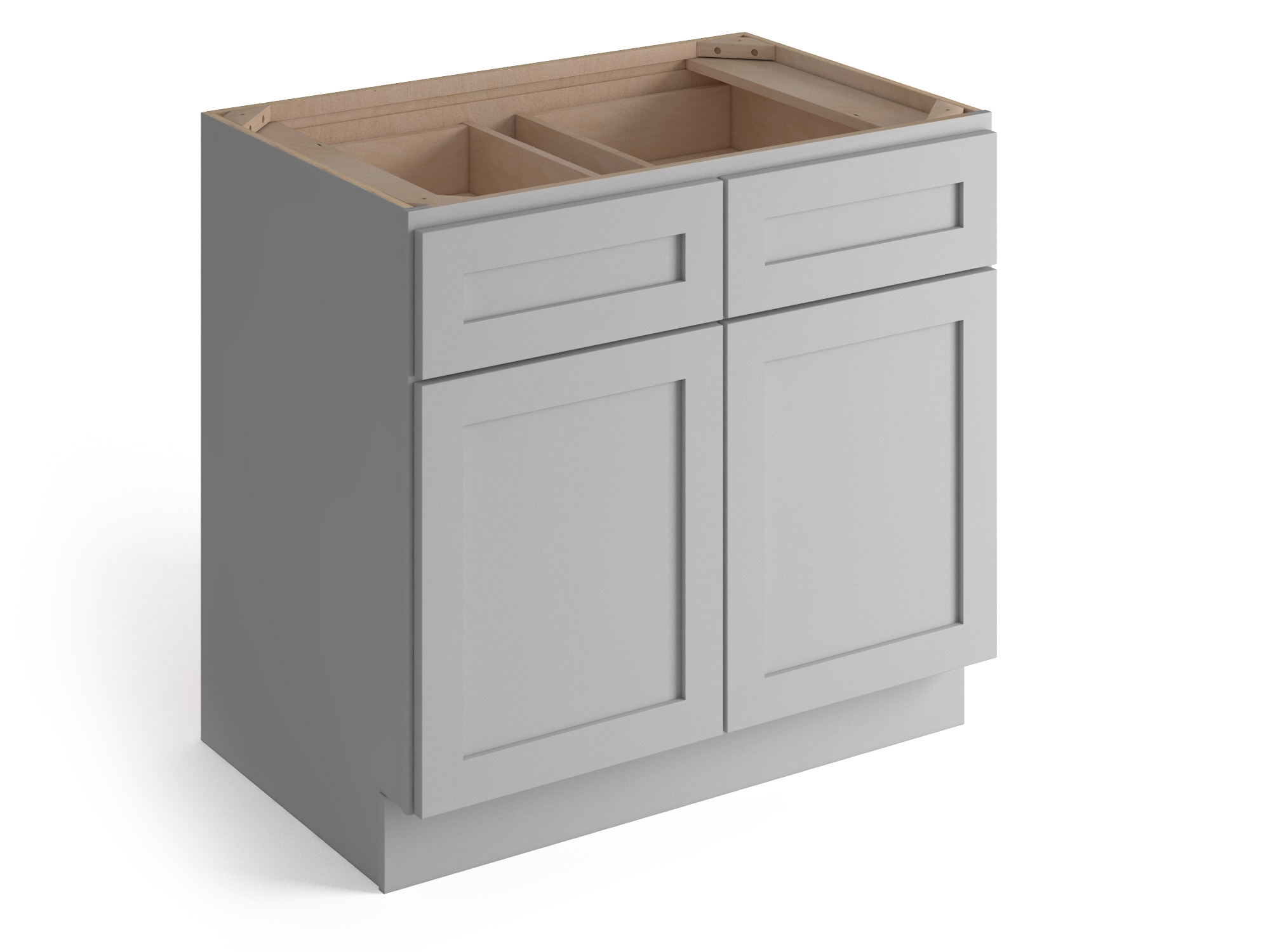 Valleywood Cabinetry Proper Gray 36-in W x 34.5-in H x 24-in D Proper Gray Birch 2-Drawers Base Ready To Assemble Plywood Cabinet (Flat Panel Shaker Style)