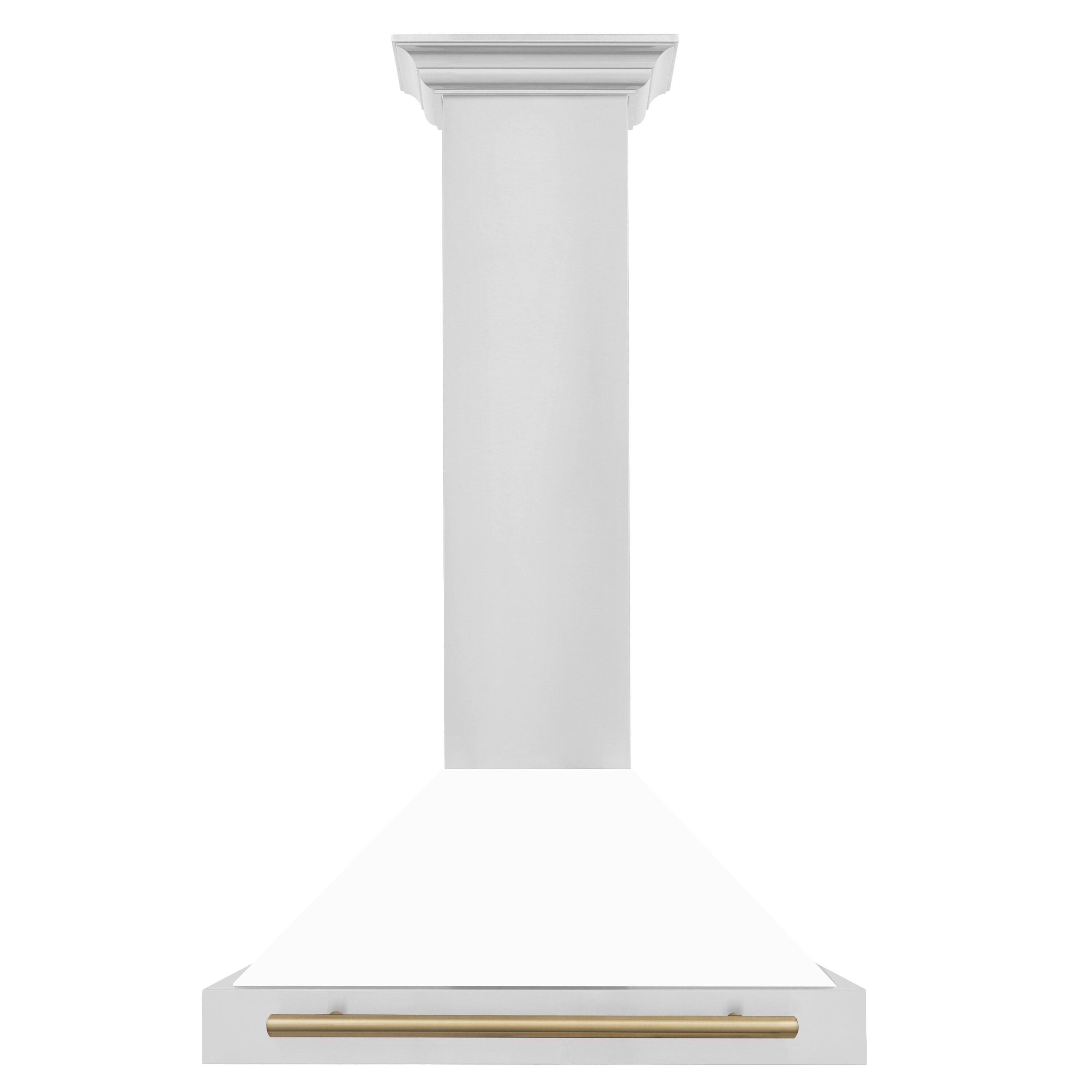 ZLINE KITCHEN & BATH KB4STZ-WM30-CB 30 inch Convertible 400-CFM Recirculating Stainless Steel with White Matte Shell and Champagne Bronze Handle Wall-Mounted Range Hood