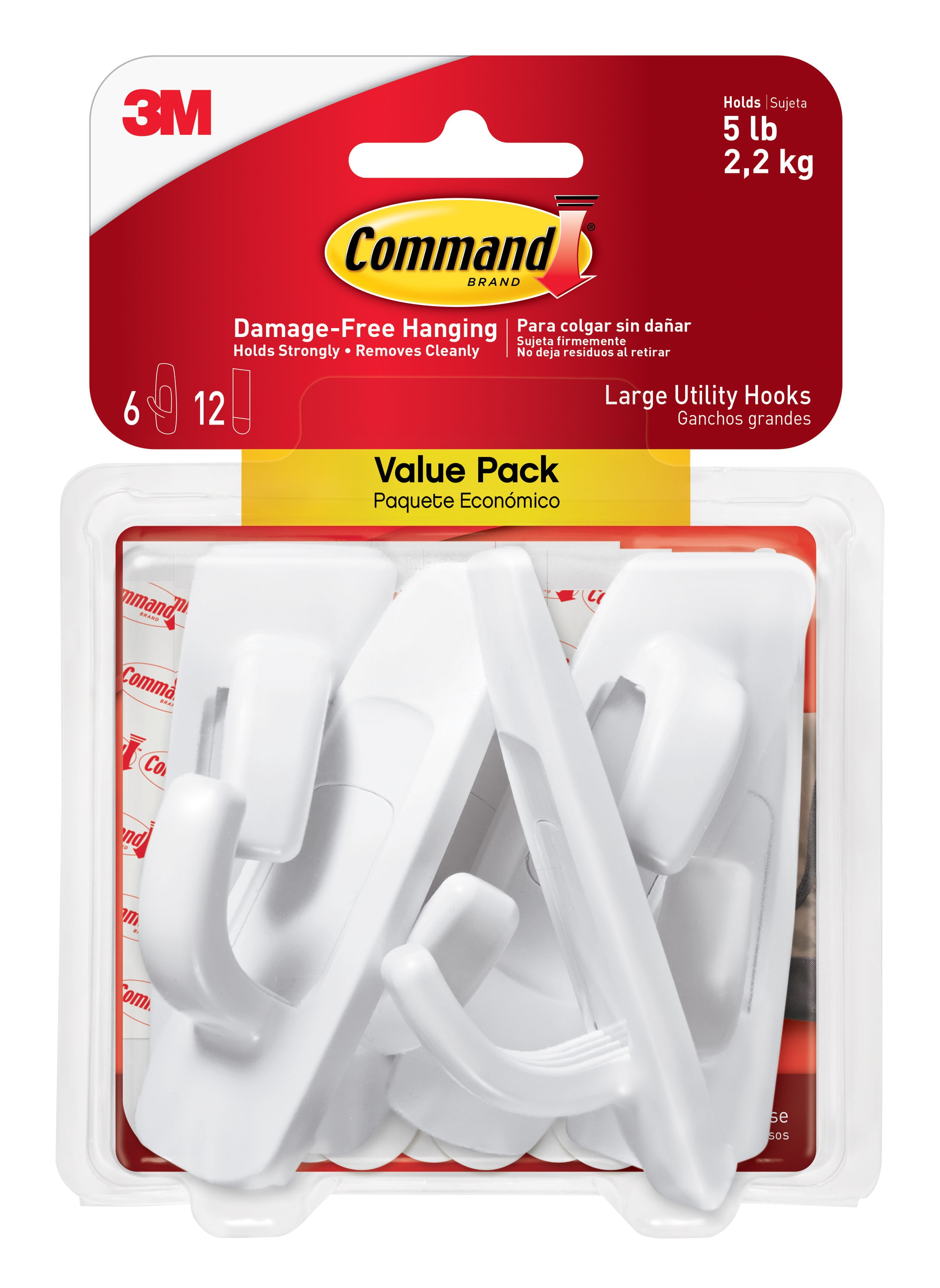 White Command 17003 Large Hook Hanging Strips Pack of 1 