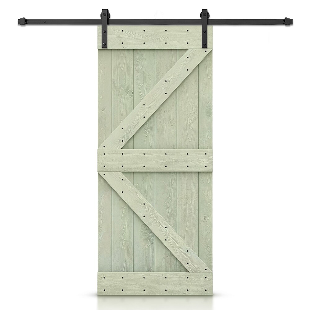 CALHOME SWD11-MK-72+K36DG 36-in x 84-in Jungle green Pine Wood Solid core Single Barn Door (Hardware Included)