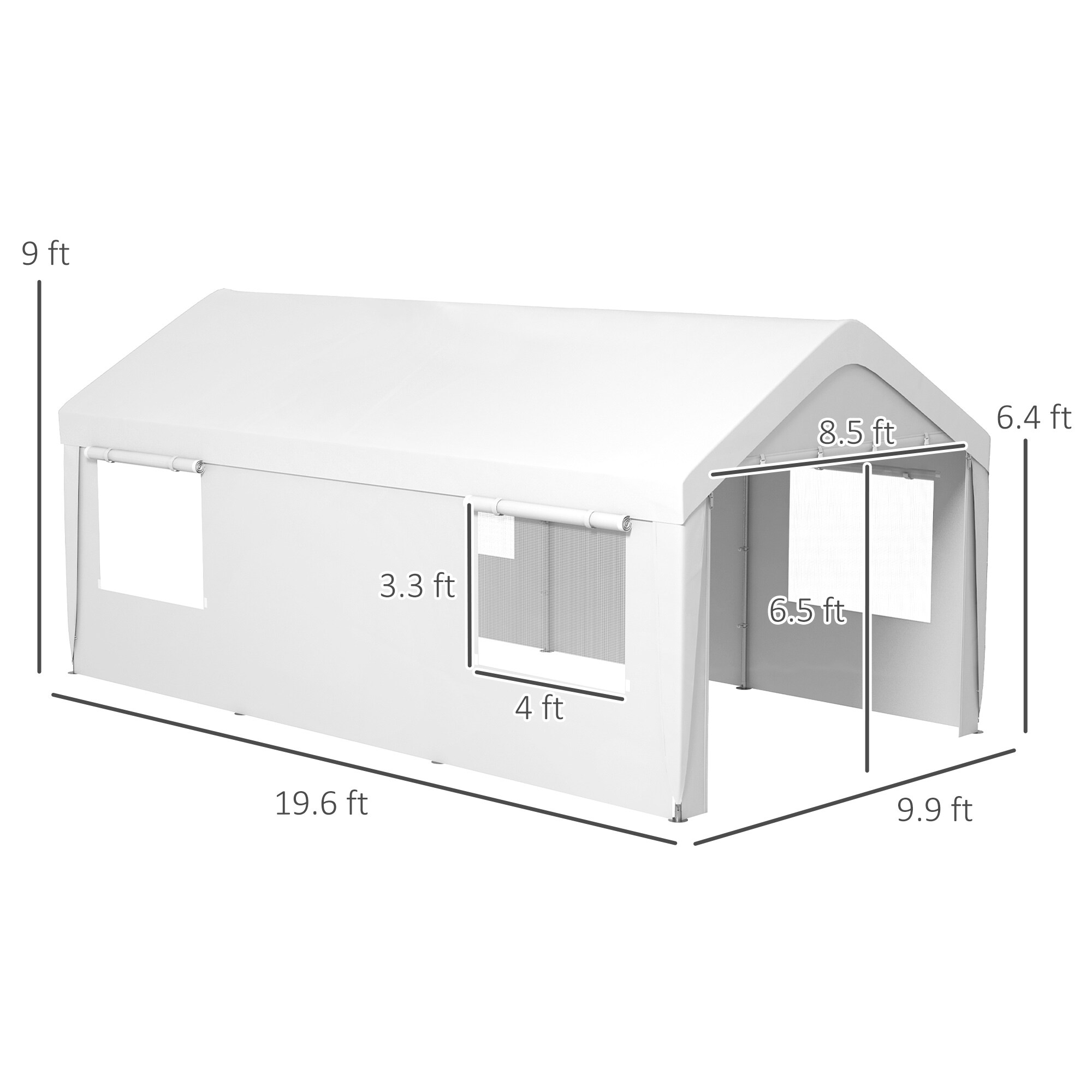 Outsunny 84C-523V00WT Carport-Covers - View #3