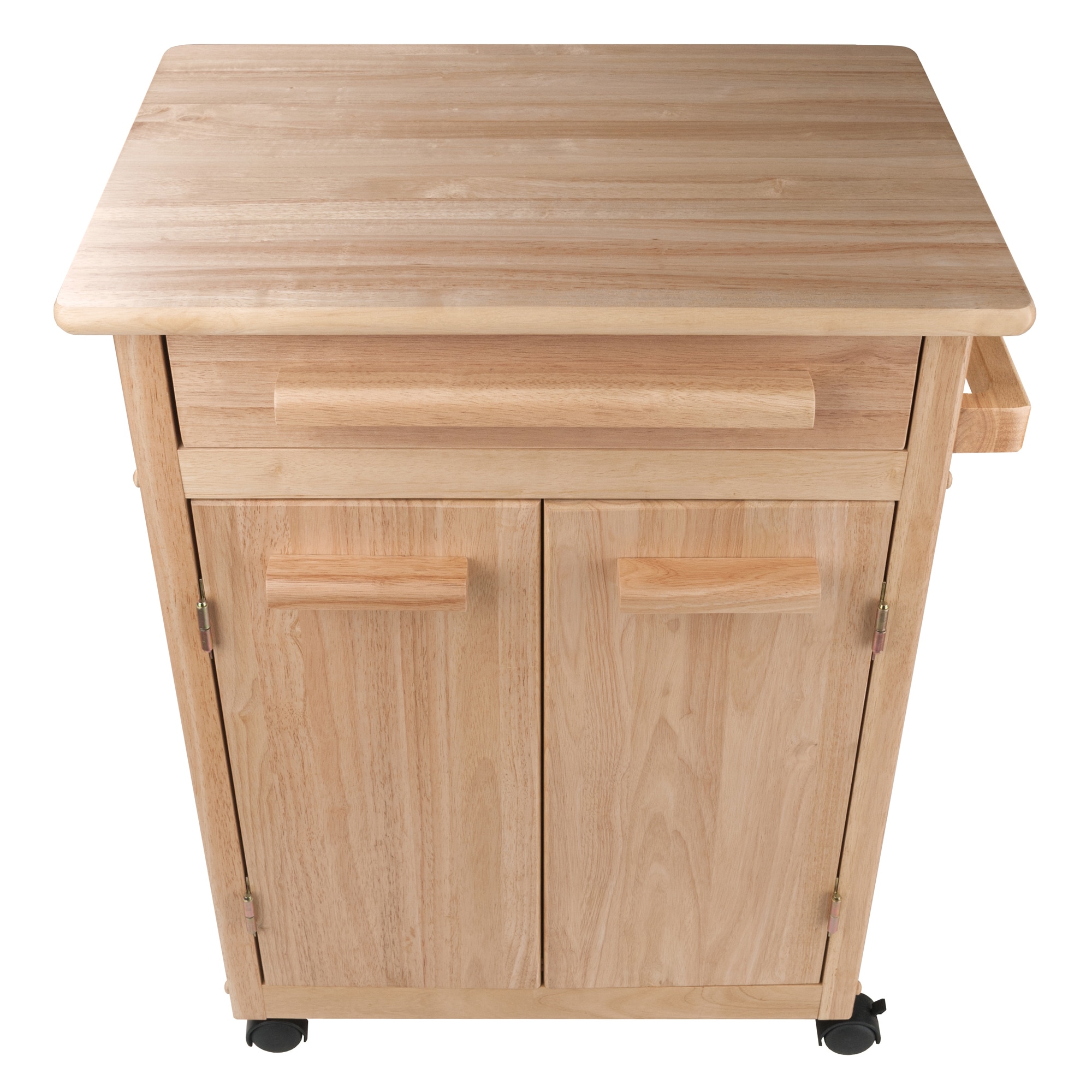 Winsome Transitional Brown Wood Kitchen Cart with Butcher Block and Storage