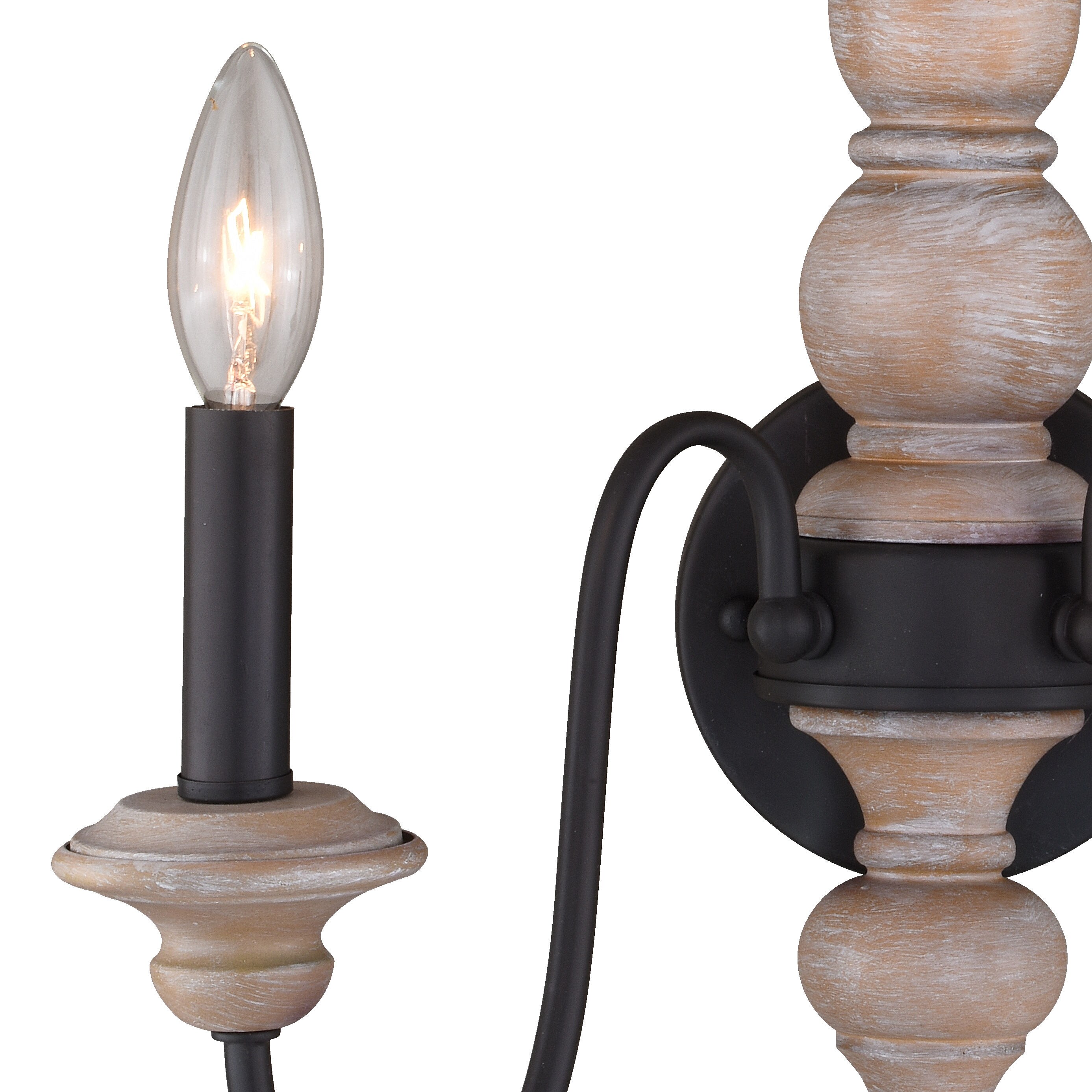 Georgetown Vintage Ash and Bronze Farmhouse Candle Wall Sconce