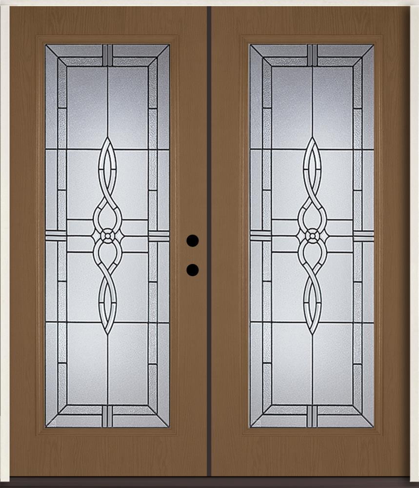 RELIABILT LO841598 Calista 72-in x 80-in x Fiberglass Full lite Left-hand inswing Woodhaven Stained Prehung Double Front Door Insulating core