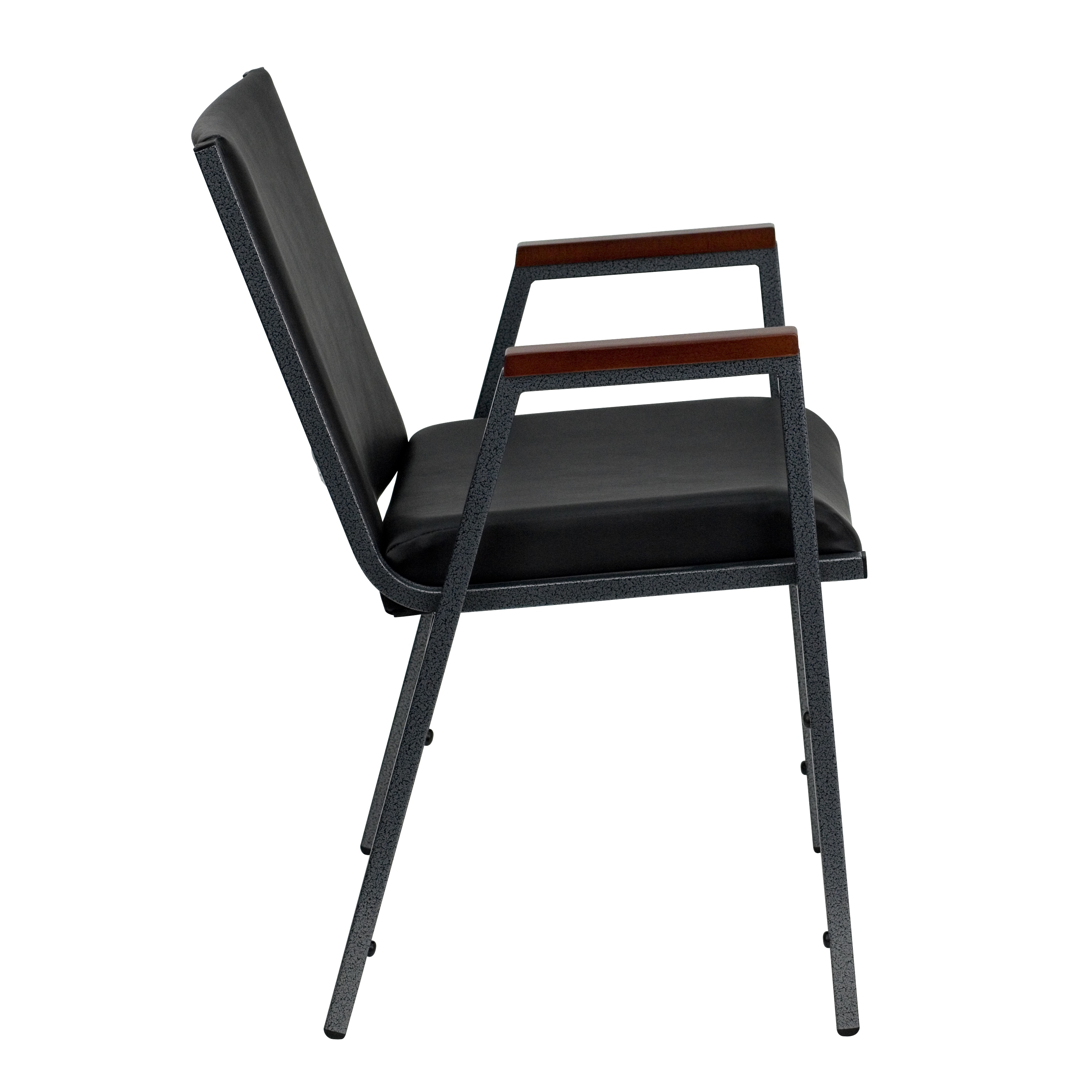 Cherry and Black Vinyl Contemporary Stackable Office Chair