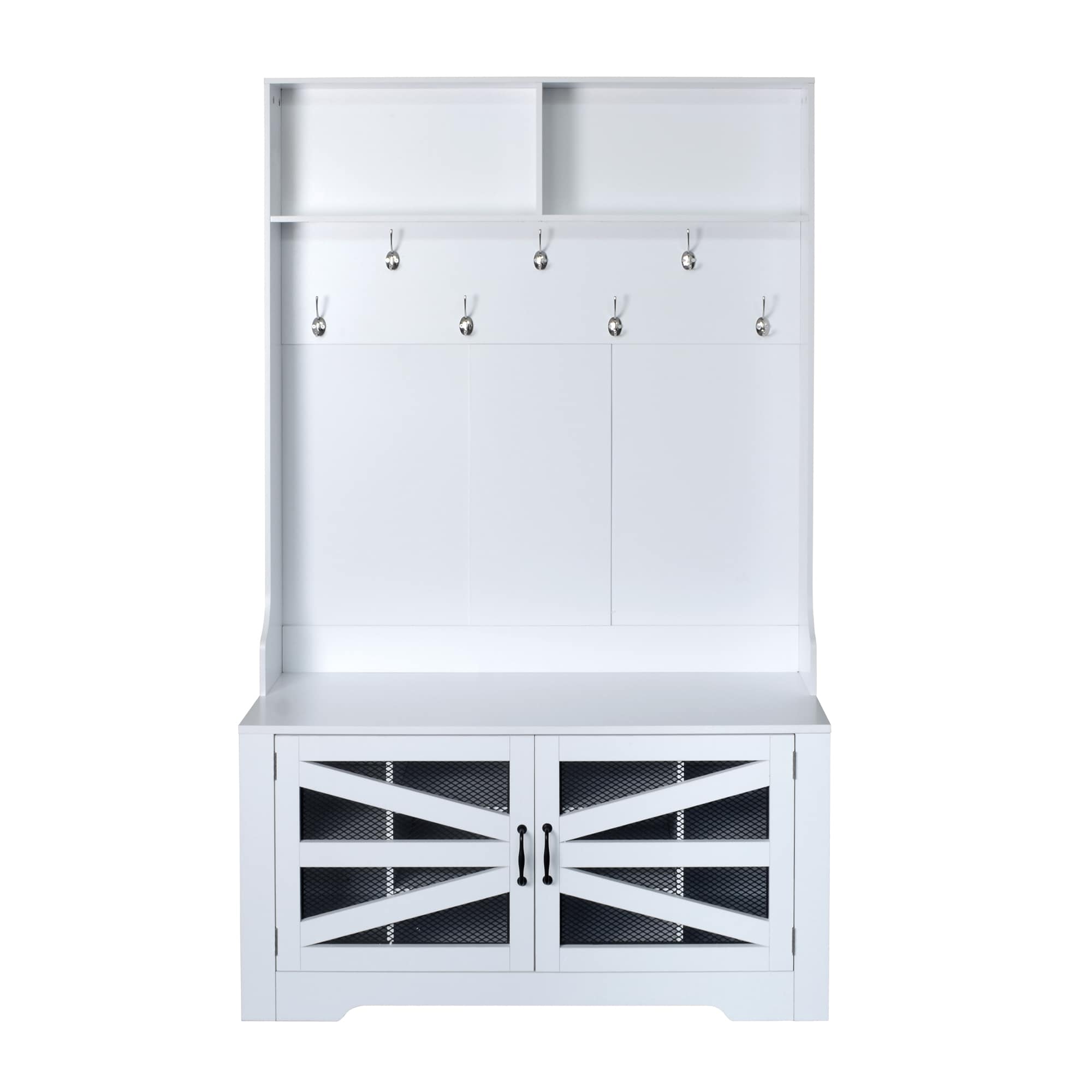 Flynama SH64668K Modern 43.3-in White Wood Hall Tree