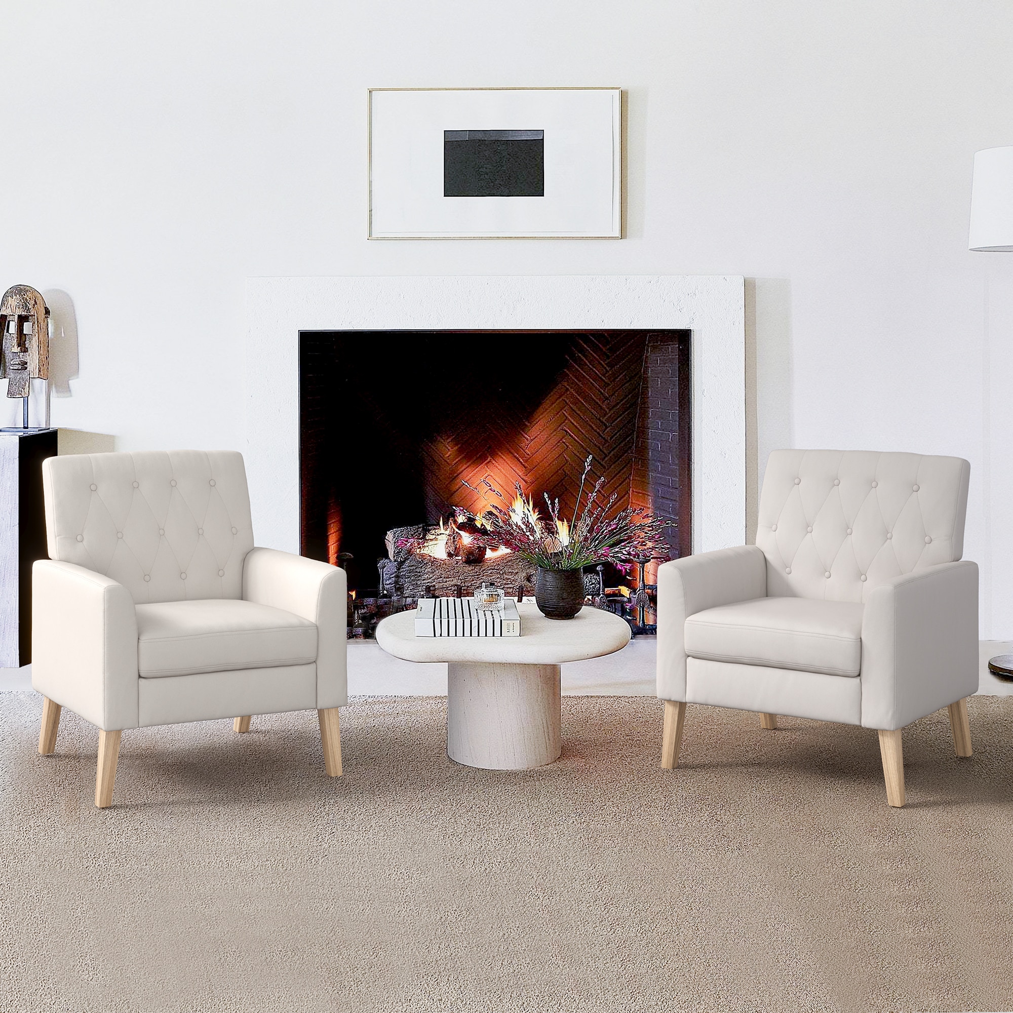 LUE BONA YX-002-01LS 2 Modern Beige Linen Accent Chair