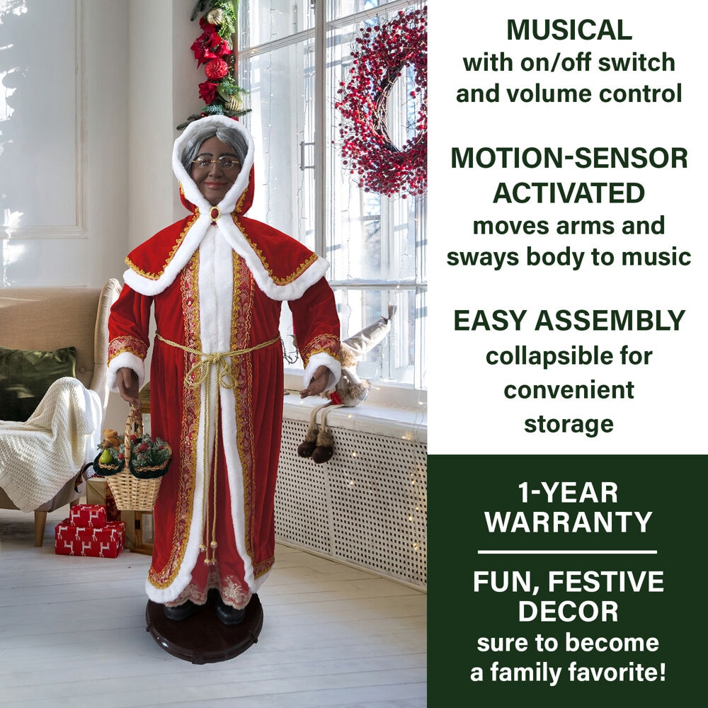 58-Inch Red and White Resin Dancing Mrs. Claus Figurine