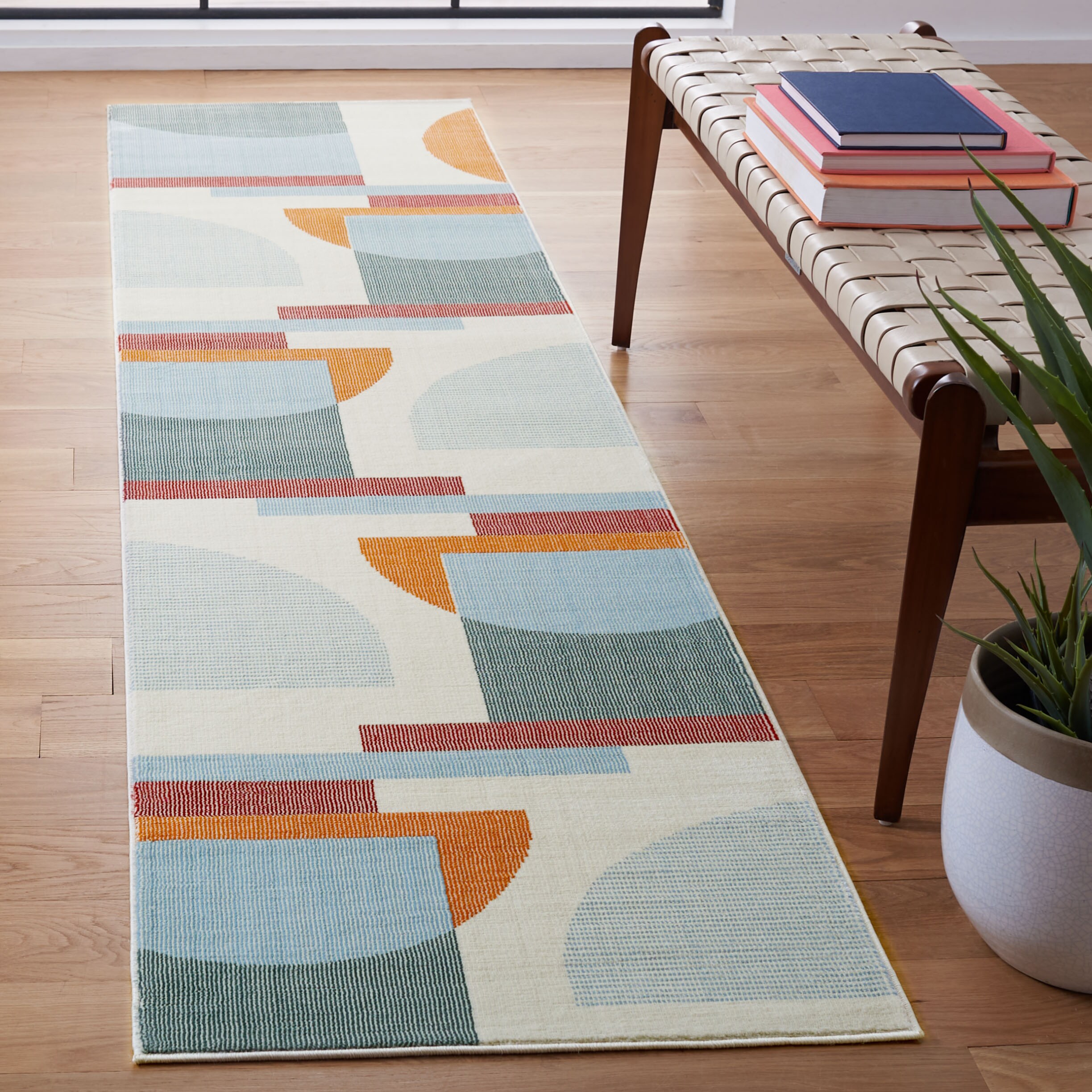 Orwell 370 Ivory/Blue 2 x 9 Rectangular Runner rug