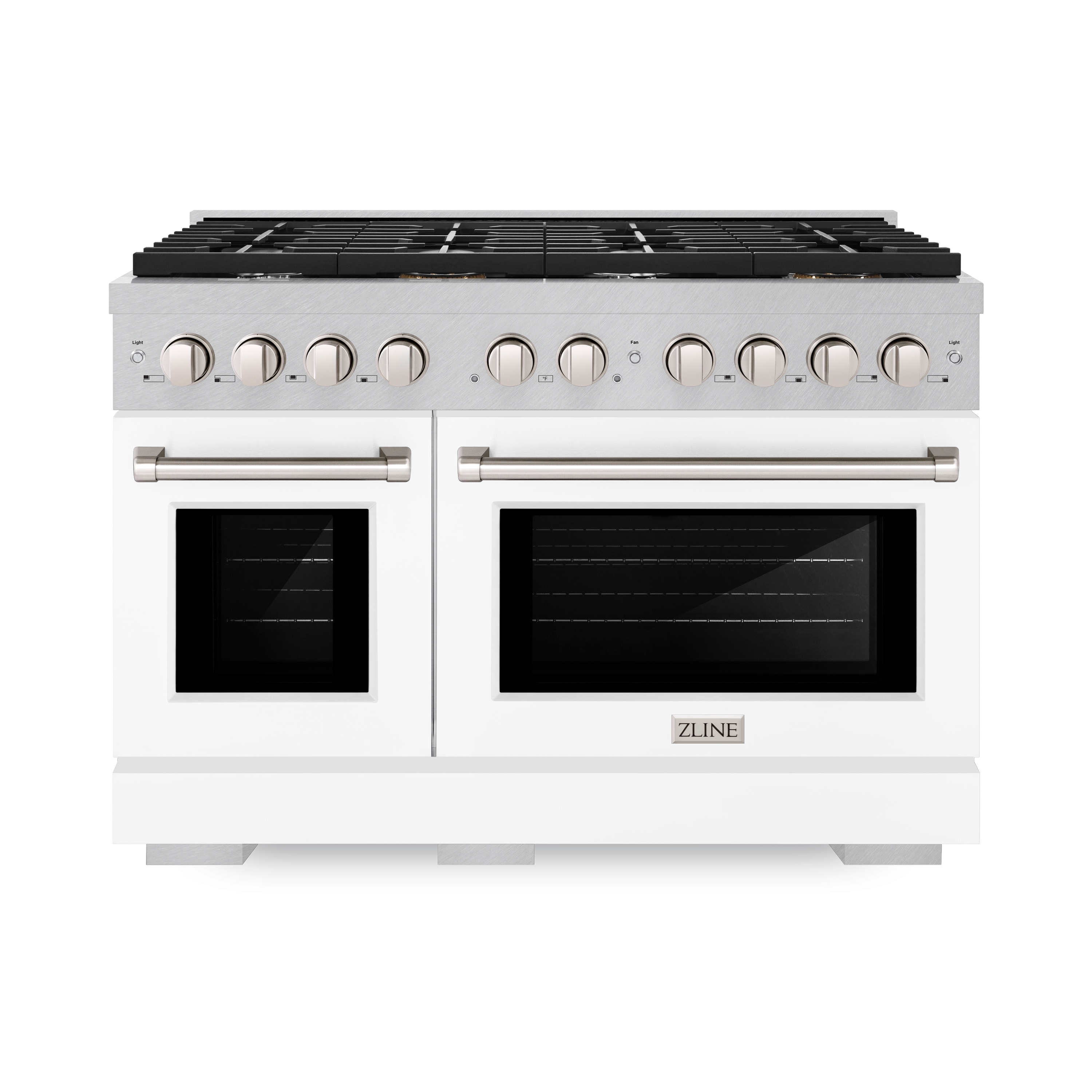 ZLINE KITCHEN & BATH SDRS-WM-48 Paramount 48-in Standard 4.2-cu ft / 2.5-cu ft Convection Oven Freestanding Double Oven Dual Fuel Range ( Fingerprint Resistant Stainless Steel, White Matte Door )