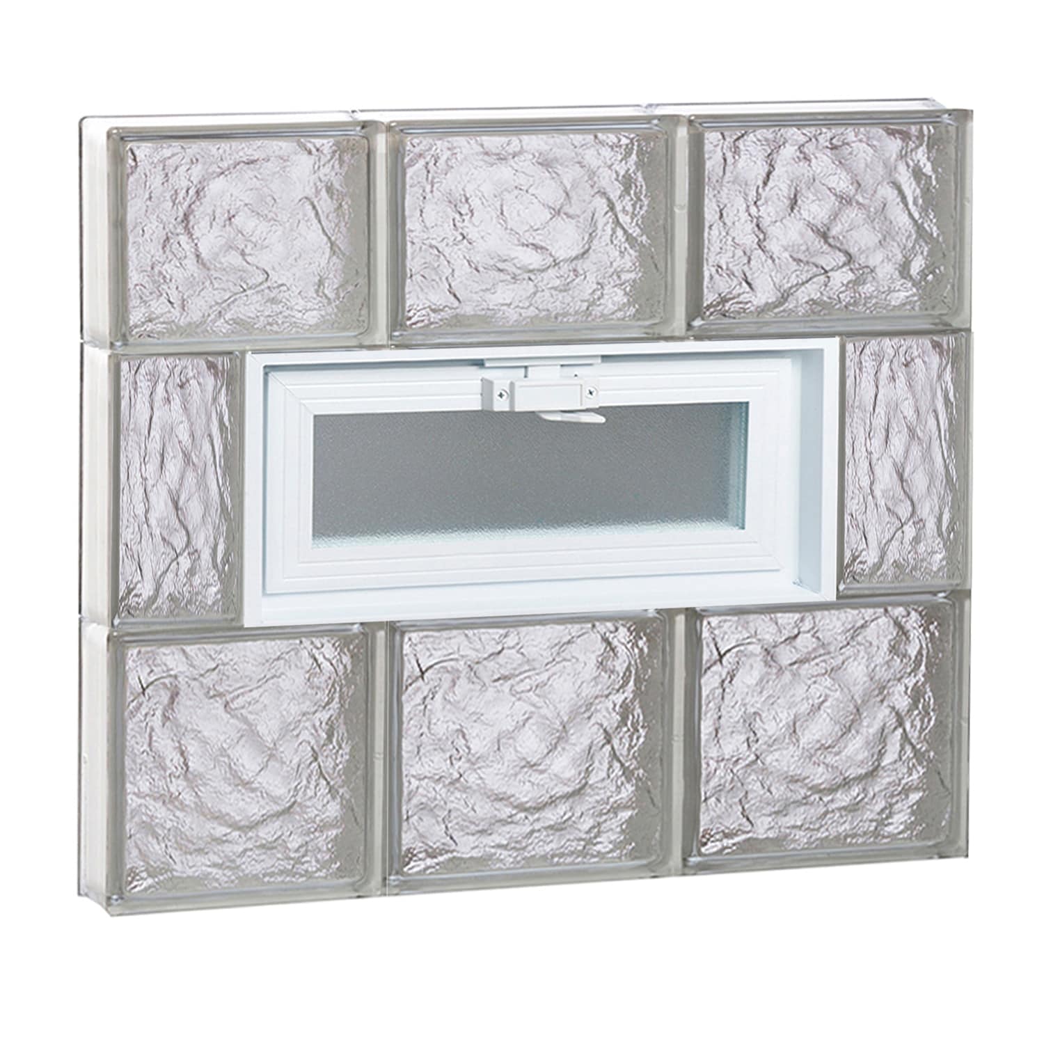 REDI2SET V2422IS Ice Glass 23-1/4-in x 21-1/4-in Frameless Replacement Vented Glass Block Window
