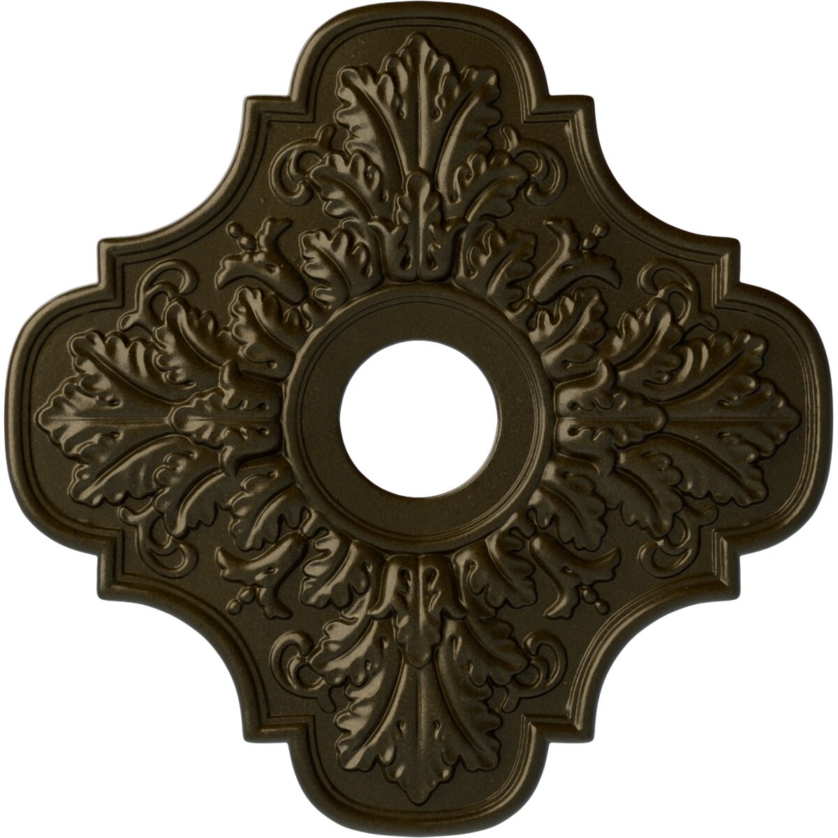 Ekena Millwork CM17PEGGS Peralta 17.75-in W x 17.75-in L Painted Green Gold Polyurethane Whole Ceiling Medallion