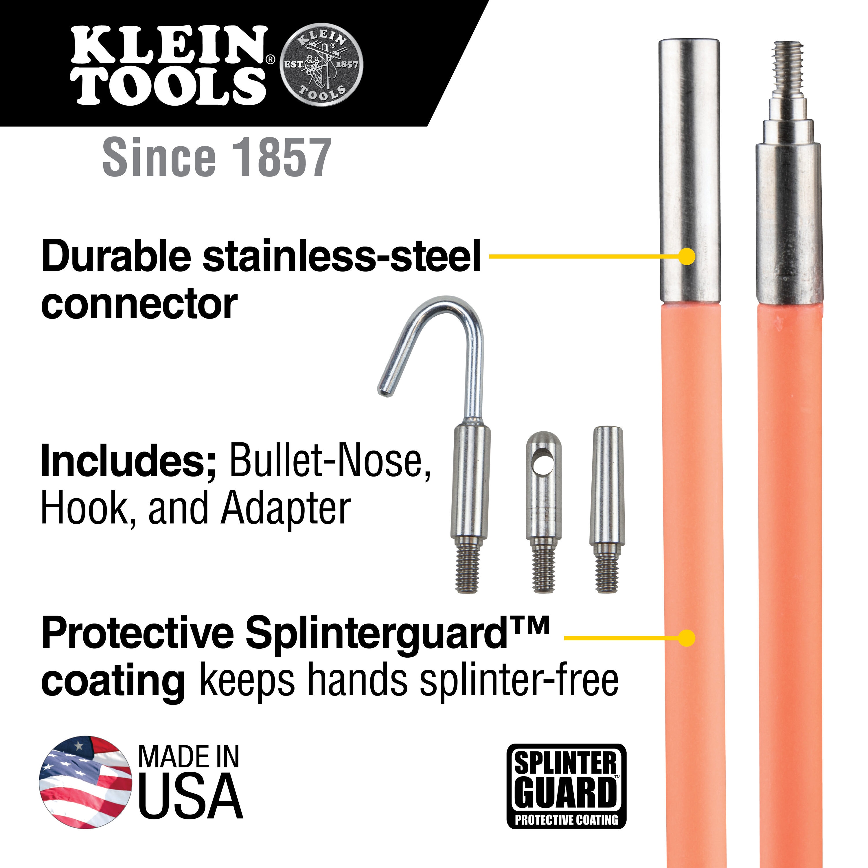 Klein Tools 10-ft Low-Flex Fiberglass Glow In The Dark Fish Rod Set in the  Fish Tape & Poles department at