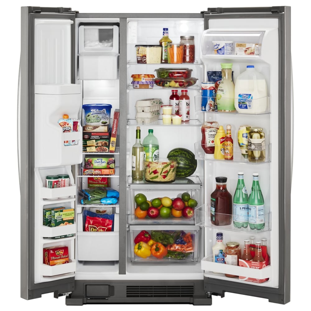 Whirlpool 24.6-cu ft Side-by-Side Refrigerator with Ice Maker, Water and  Ice Dispenser (Fingerprint Resistant Stainless Steel) in the Side-by-Side  Refrigerators department at Lowes.com