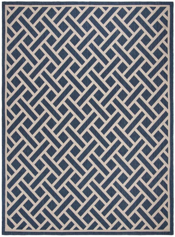 Safavieh CY6306-258-8 Courtyard Abaka 8 x 11 (ft) Loomed Polypropylene Navy/Light Beige Rectangular Indoor/Outdoor Abstract Coastal Area rug
