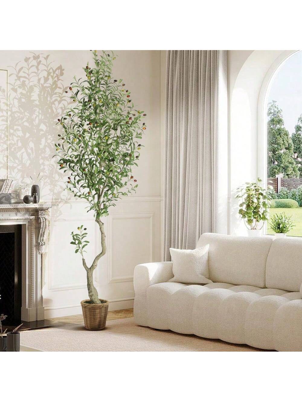Qeetex 7FT（2PCS) Tall Faux Olive Tree， Olive Trees Artificial Indoor ...