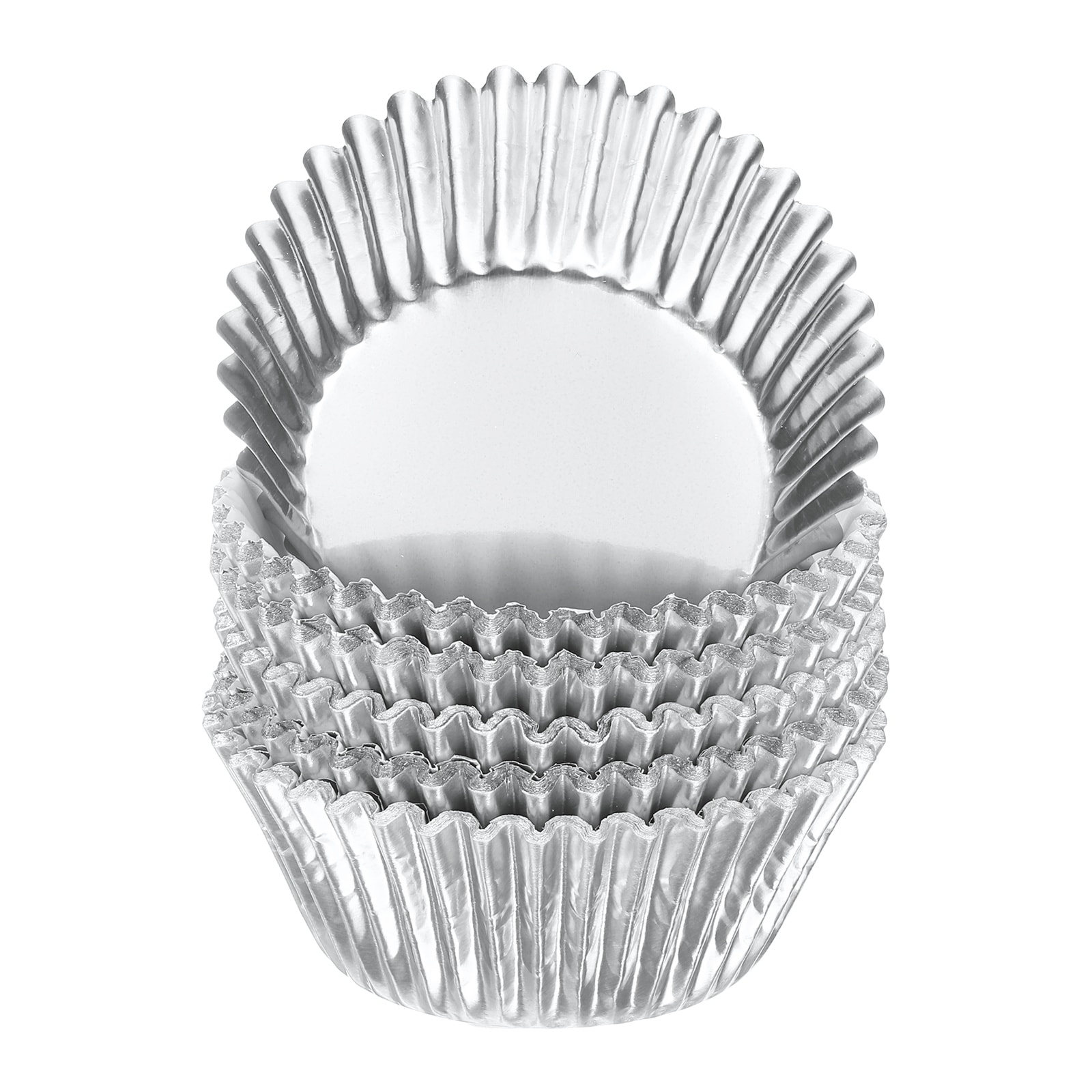 Harfington 100pcs Silver Foil Muffins Cupcake Liners Standard Size Metallic Baking Cups Wrappers Greaseproof for Party Wedding Birthday