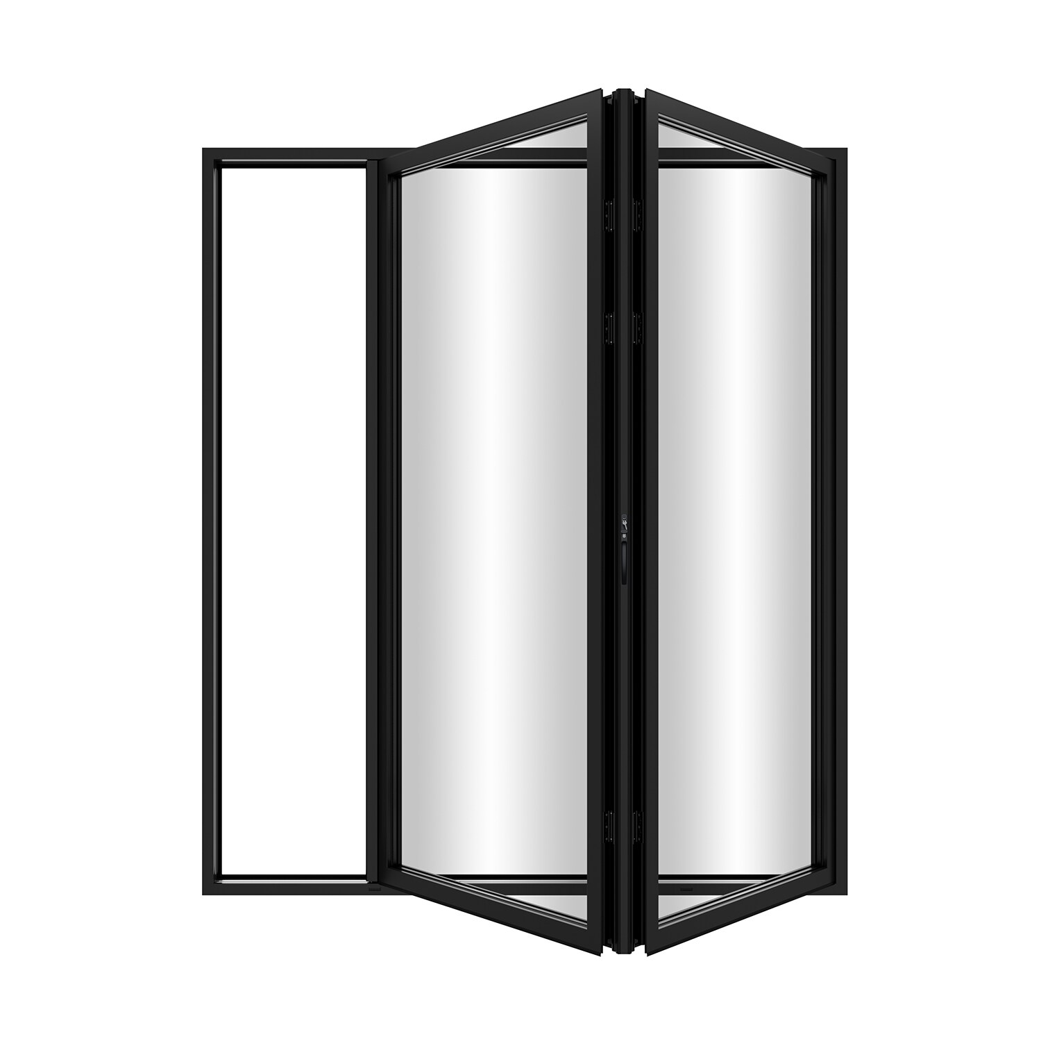 KaMic Elite Fold 72-in x 80-in x 3-in Jamb Black Aluminum Left-hand outswing Folding Patio Door with Low-E argon Glass