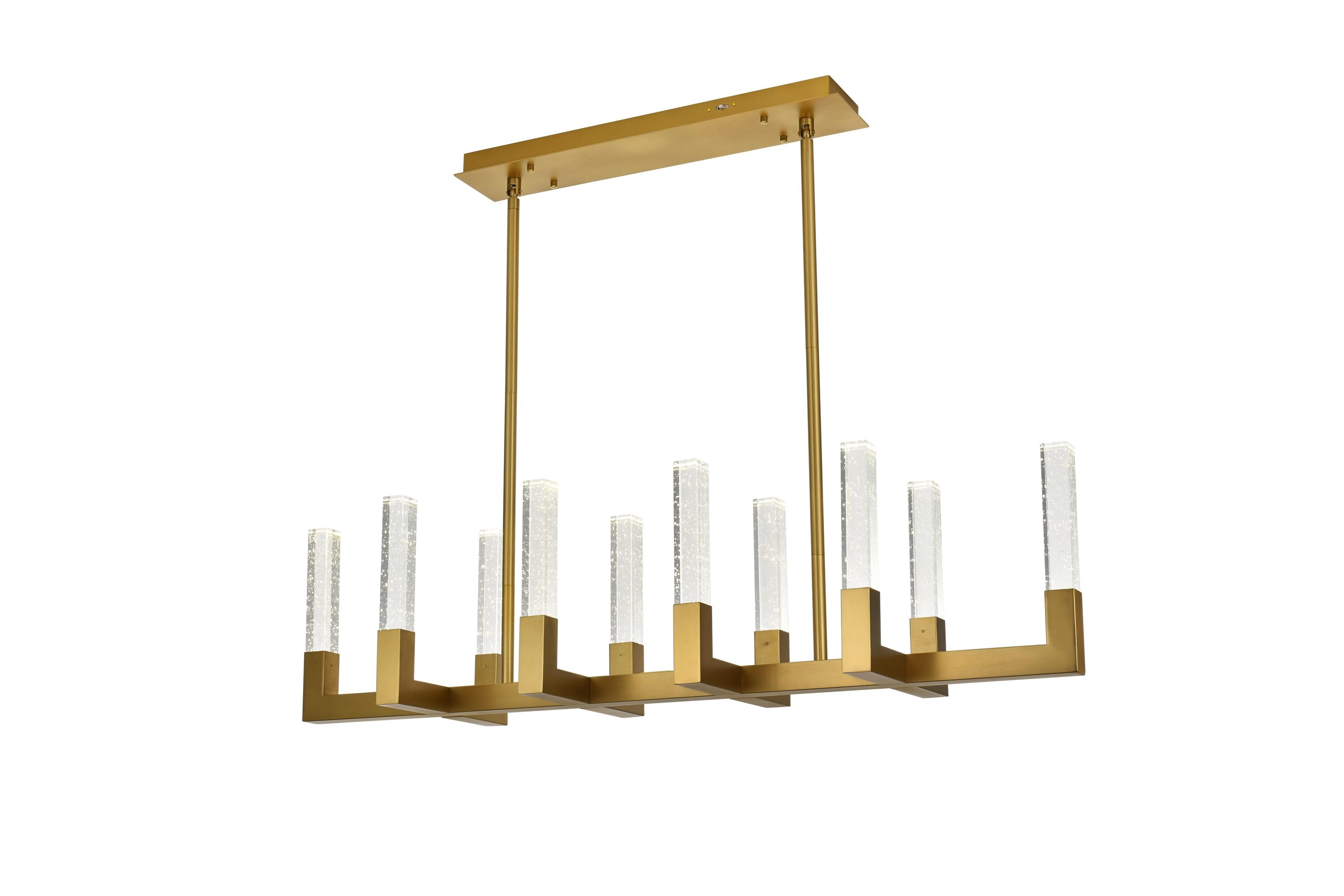 Noemi 51-Inch Satin Gold LED Crystal Island Pendant Light
