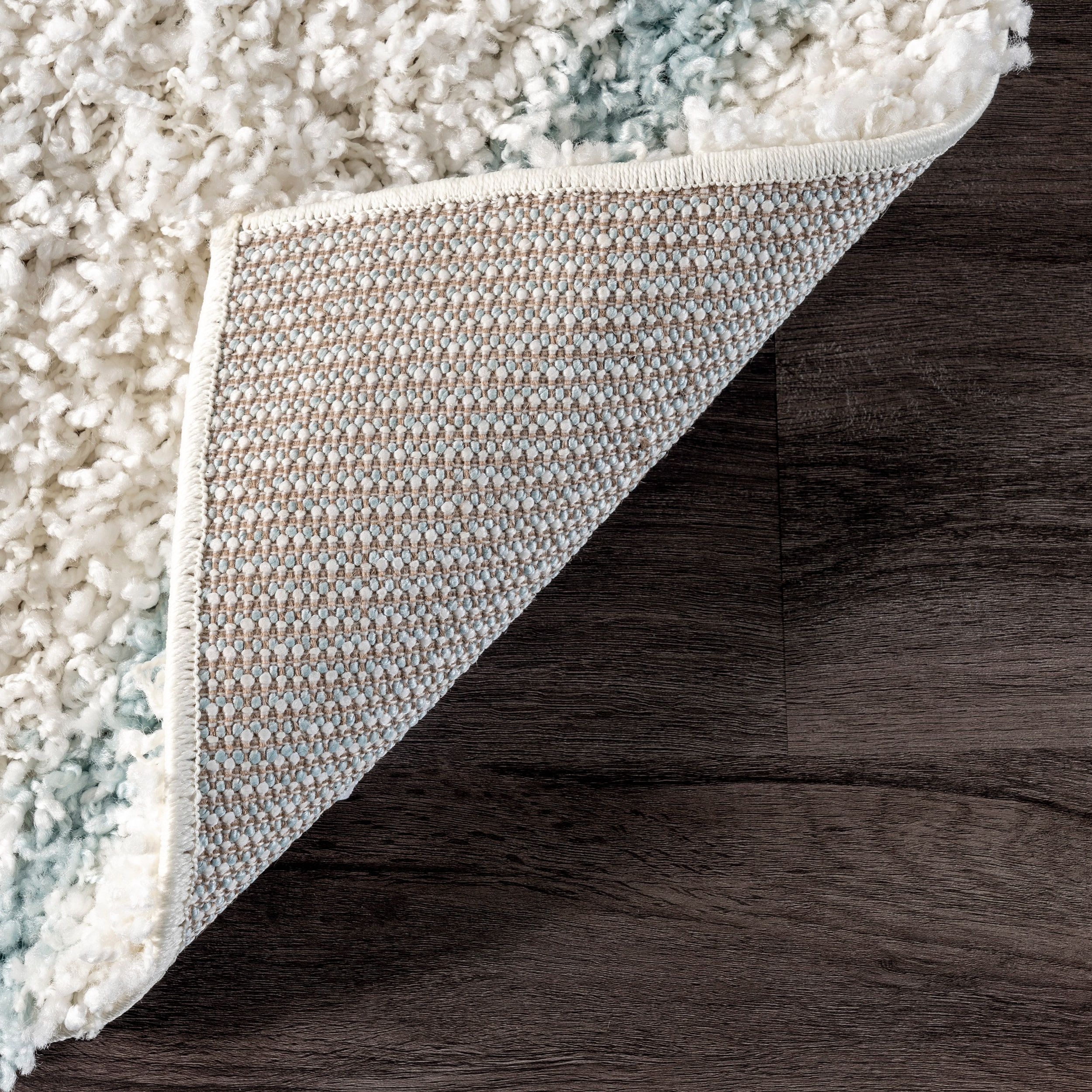 Blue Geometric Shag Oval 4' x 6' Area Rug