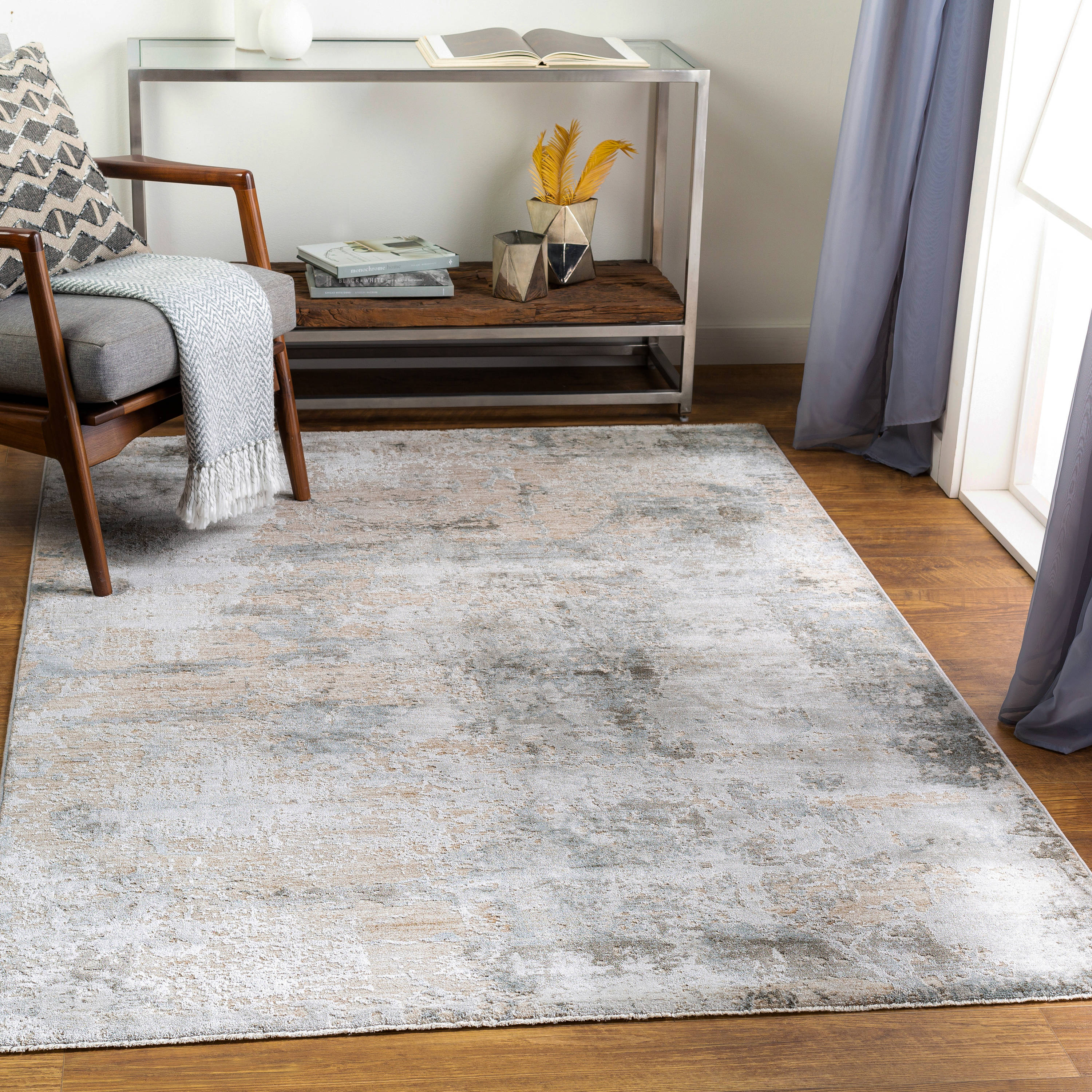 Surya BWK2308-575 Brunswick 5 x 7 (ft) Polyester Dark Brown Rectangular Indoor Abstract Mid-Century Modern Area rug