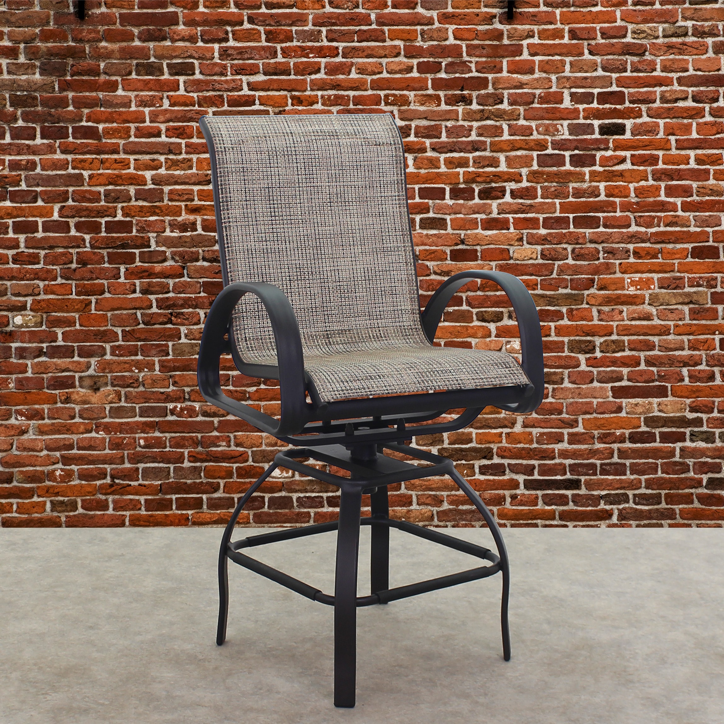 Courtyard Casual 5730 Santa Fe - Java Java Brown Aluminum Frame Swivel Balcony Chair with Brown Sling Seat