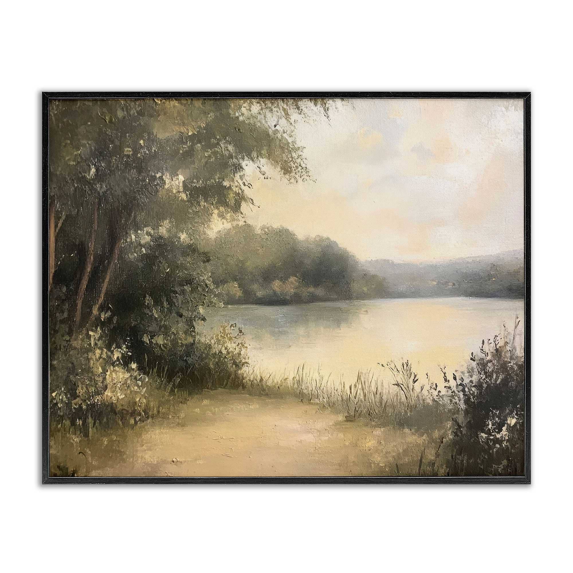 Stupell Industries BT-808-FR-11X14 Shore of Peaceful Lake Black Framed Giclee Art By Petal Prints Design 14 x 11