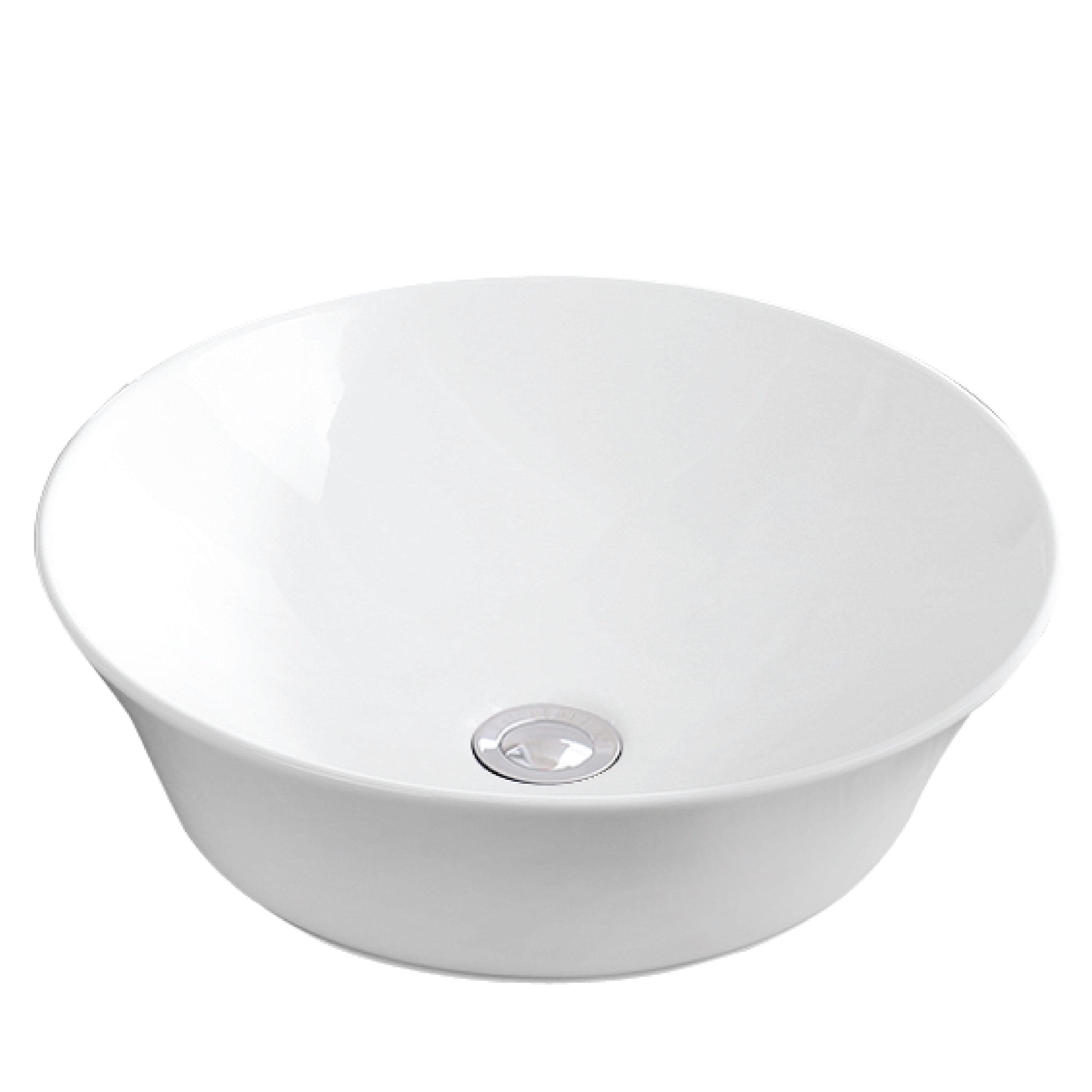 Valera White Ceramic Round Vessel Bathroom Sink, 16.5 inches