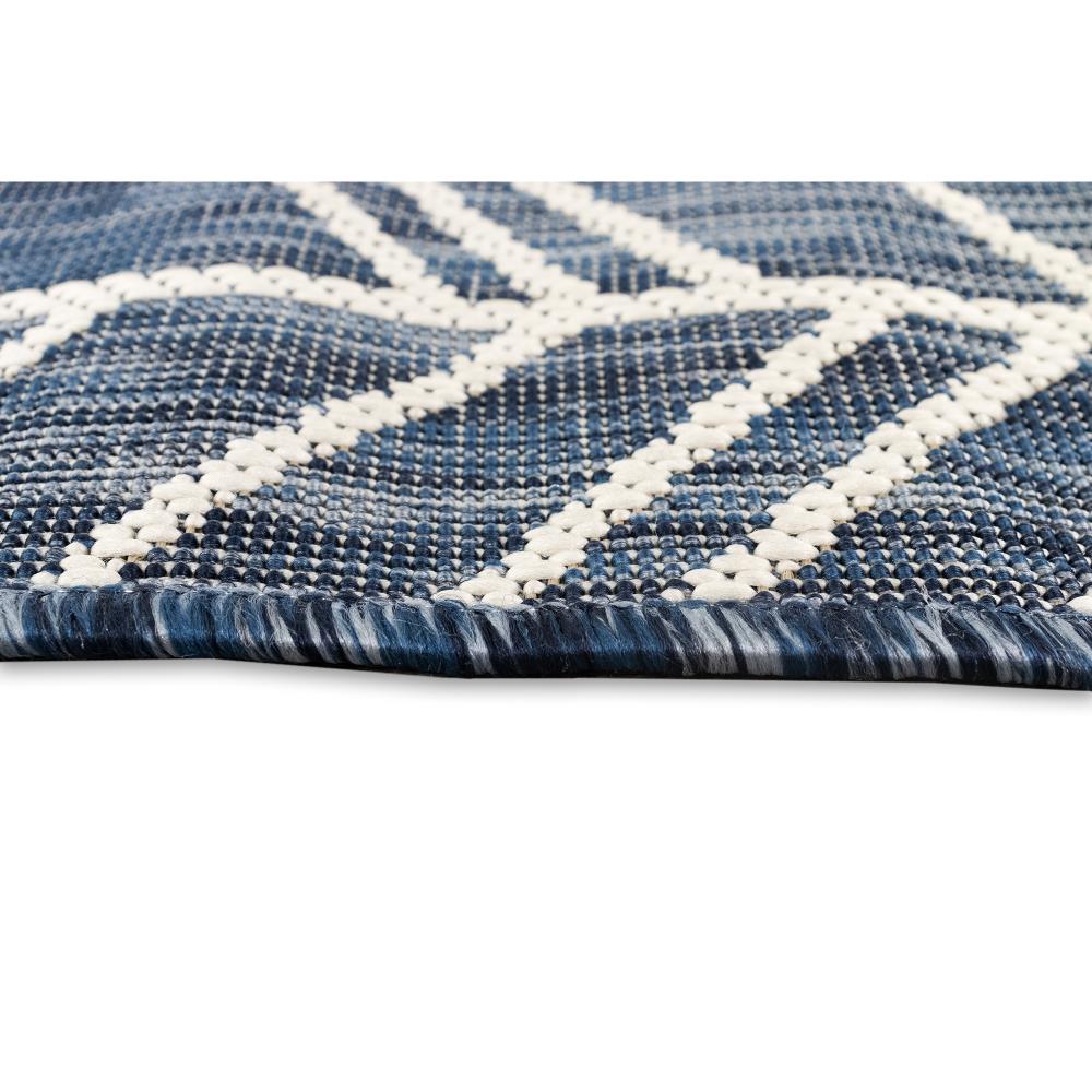 Navy Chevron Casual Lifestyle Indoor/Outdoor Runner Rug 23" x 90"