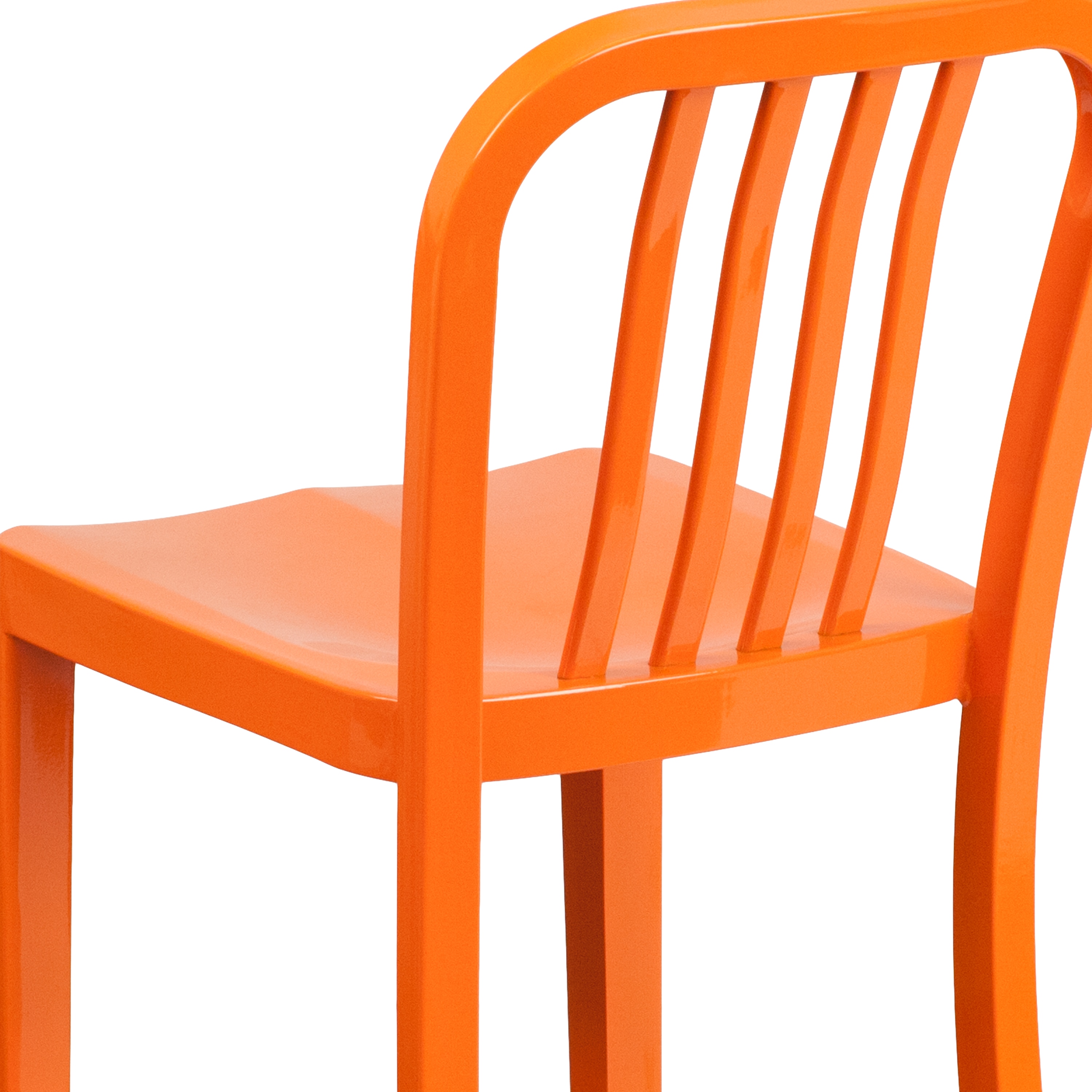 24" High Orange Metal Indoor-Outdoor Counter Height Stool