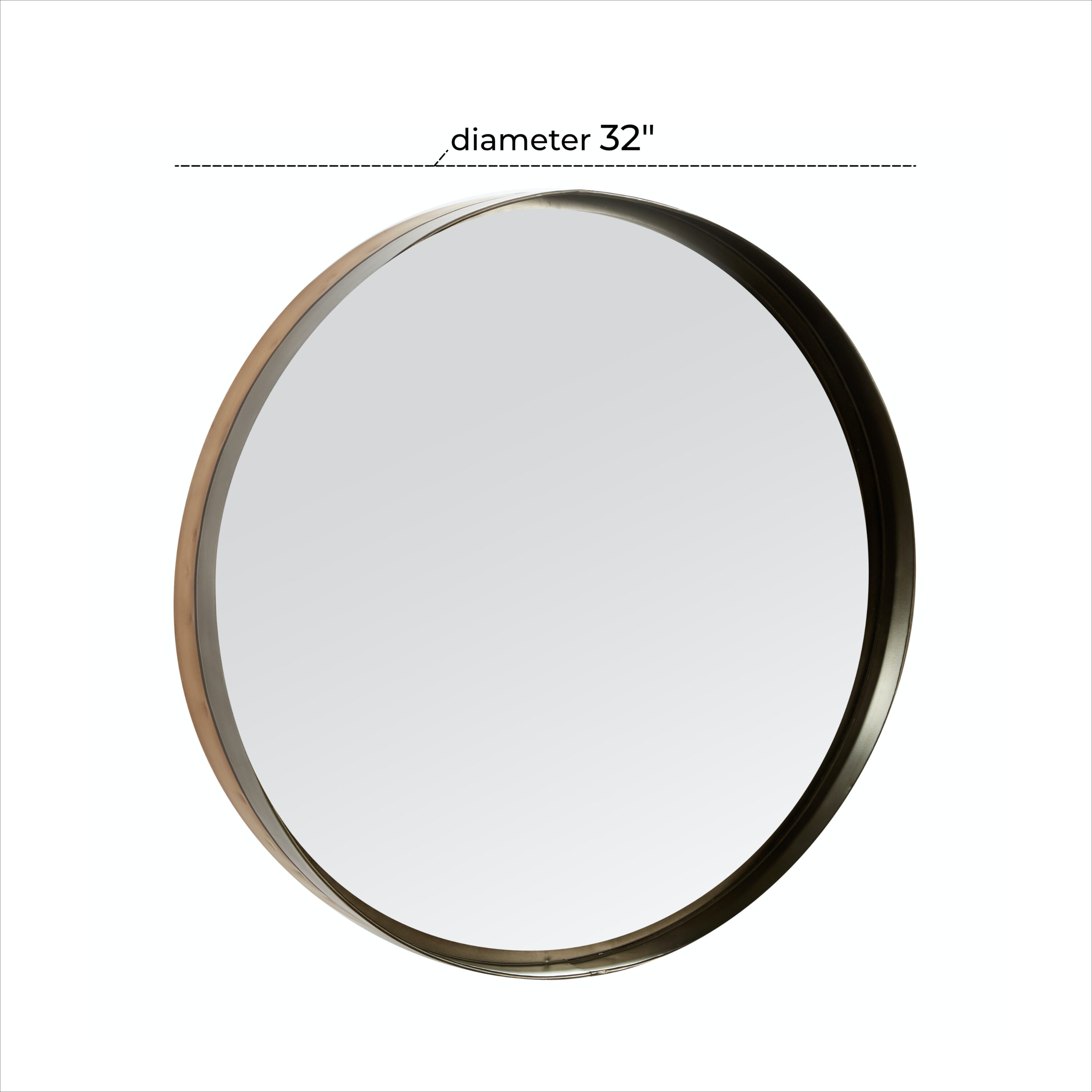 Elegant 32" Round Brown and Black Metal Framed Wall Mirror