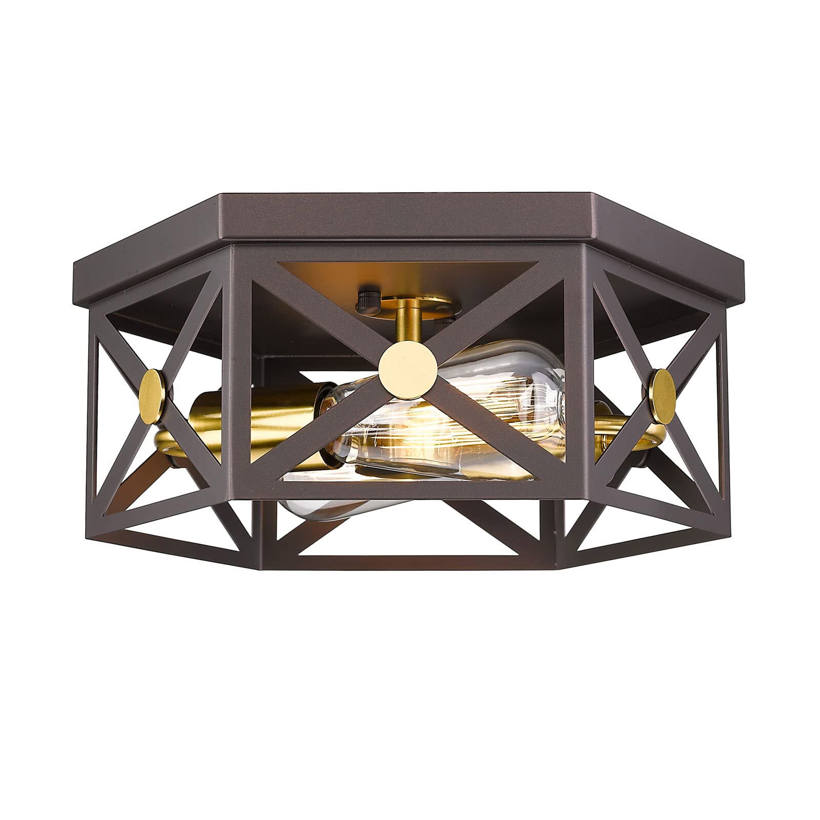 LTMATE LSGE245F ORB+BG JAZAVA 2 -Light 12.6-in Oil-rubbed Bronze Integrated LED Flush Mount Light