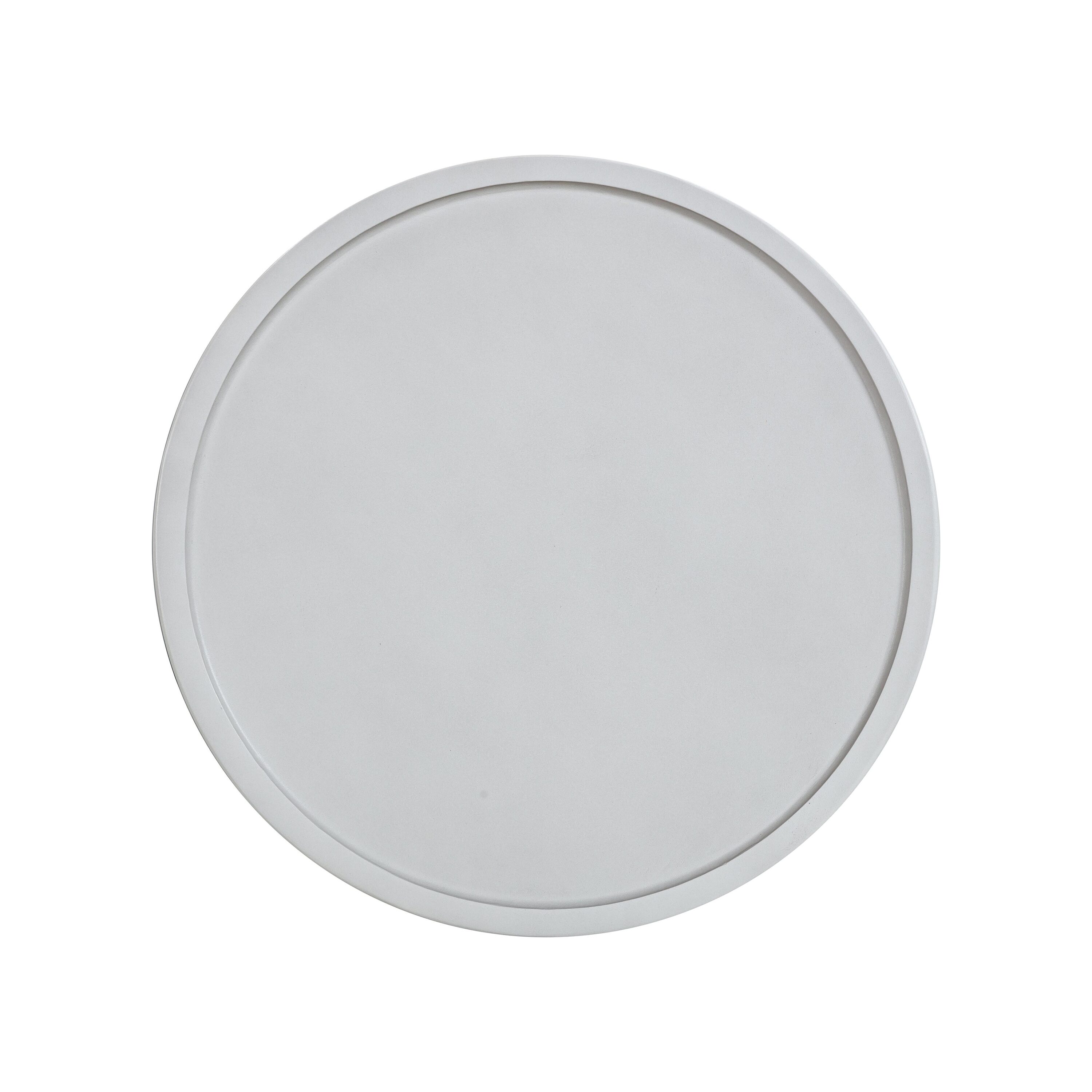 White Ribbed Concrete Round Side Table 17.8" x 19.8"