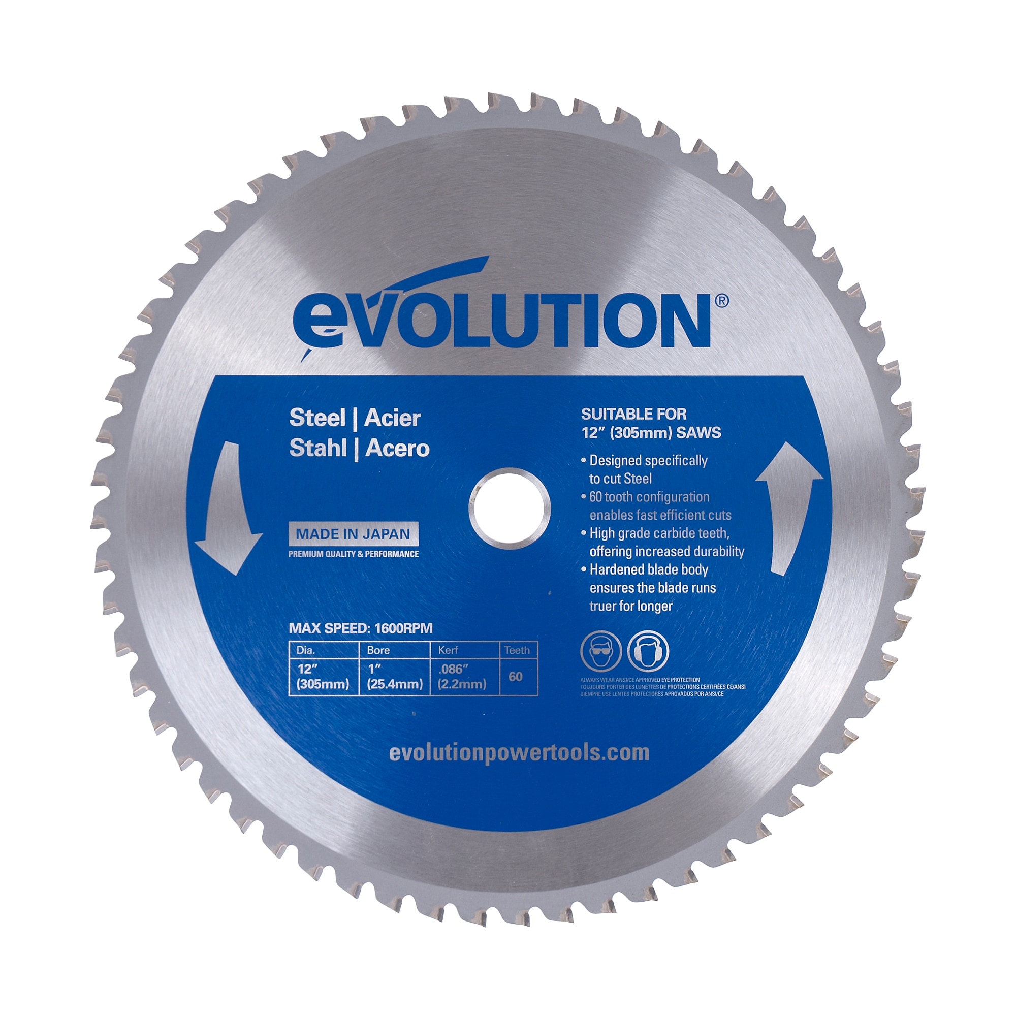 Evolution 12-in 60-Tooth Tungsten Carbide-tipped Steel Circular Saw Blade in  the Circular Saw Blades department at