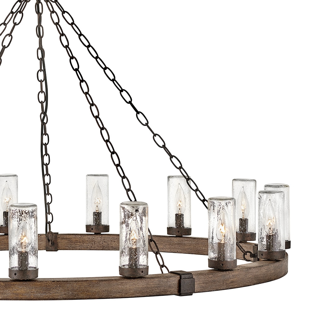 Sequoia Iron Rust Drum Glass LED Outdoor Lantern