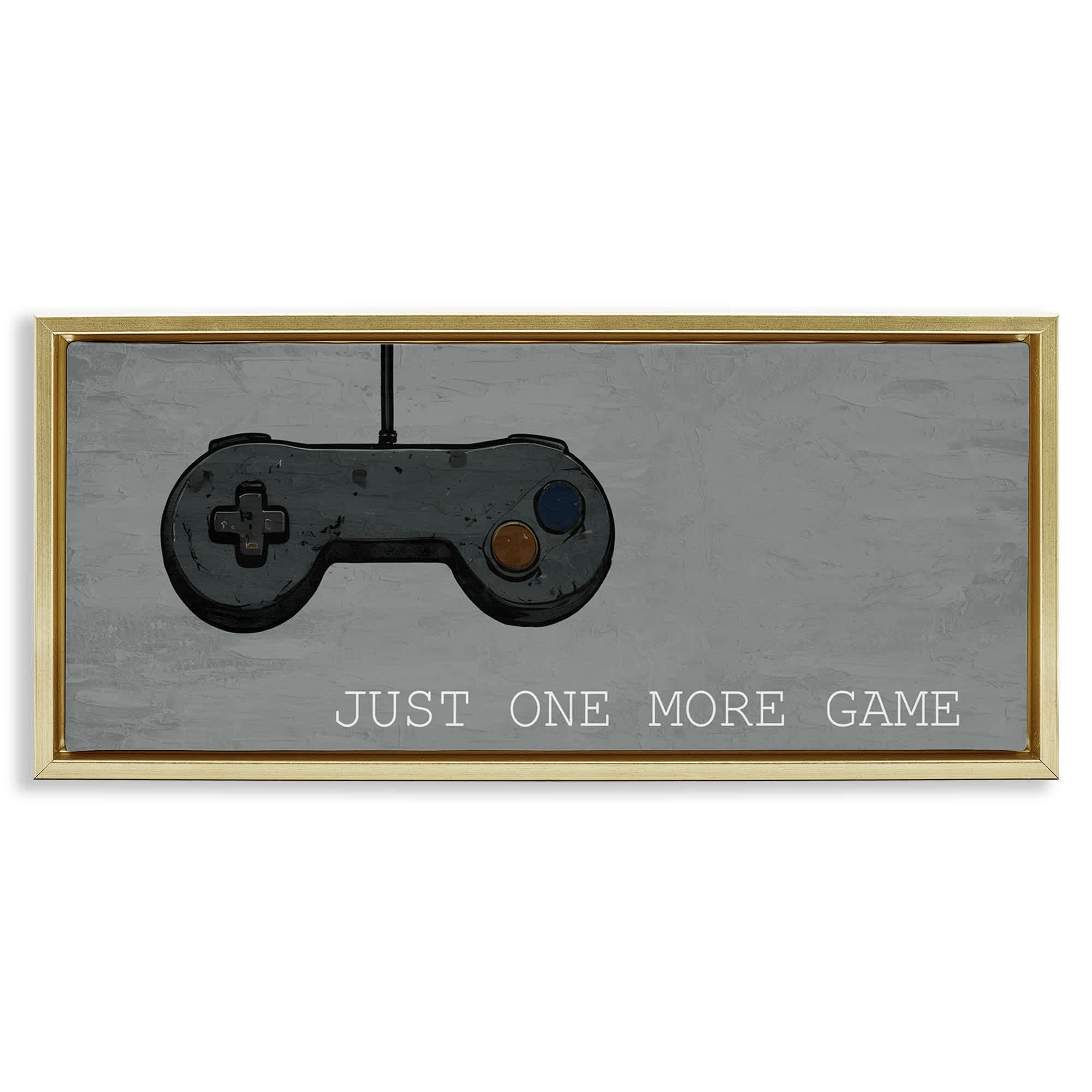 Stupell Industries BS-061-FFG-13X30 Just One More Rustic Gaming Gold Framed Floater Canvas Wall Art By Kim Allen 31 x 14