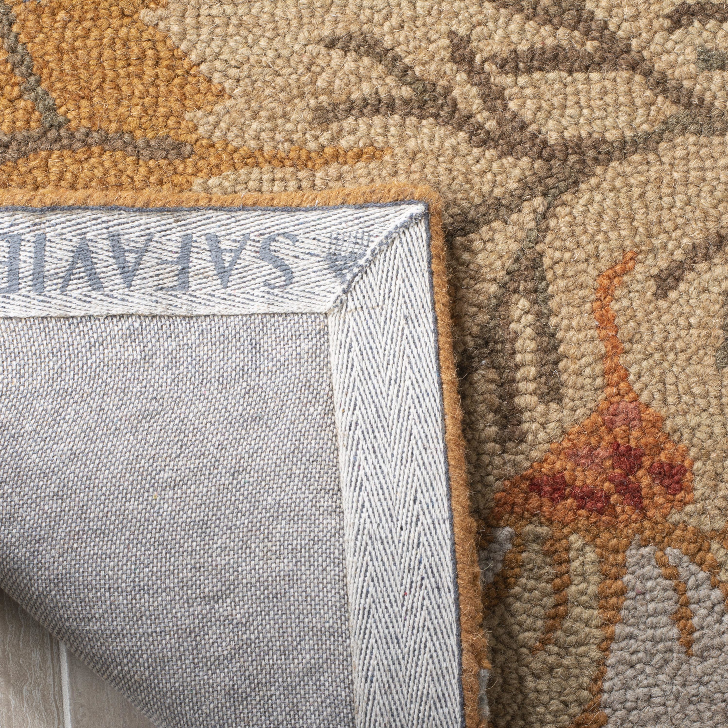 Handmade Floral Rust Red Wool 6' Square Tufted Area Rug