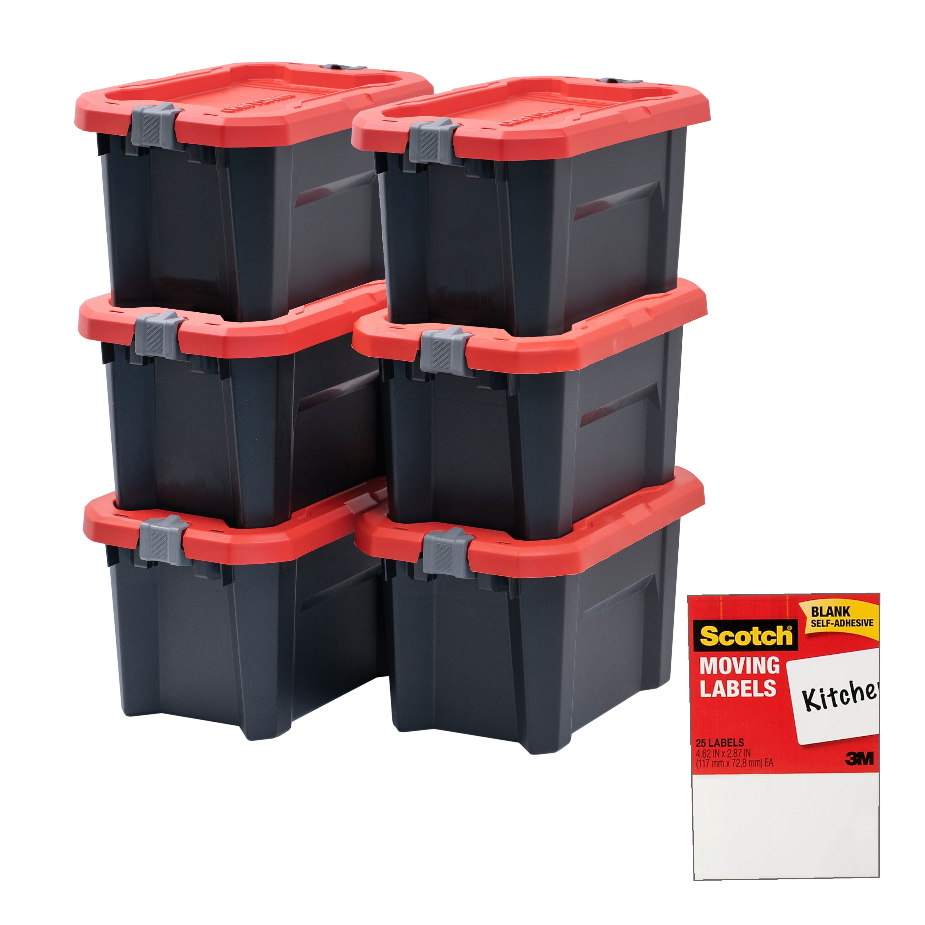 Shop CRAFTSMAN 4-Pack CRAFTSMAN Small 5-Gallons (20-Quart) Black Heavy Duty  Tote with latching lid at