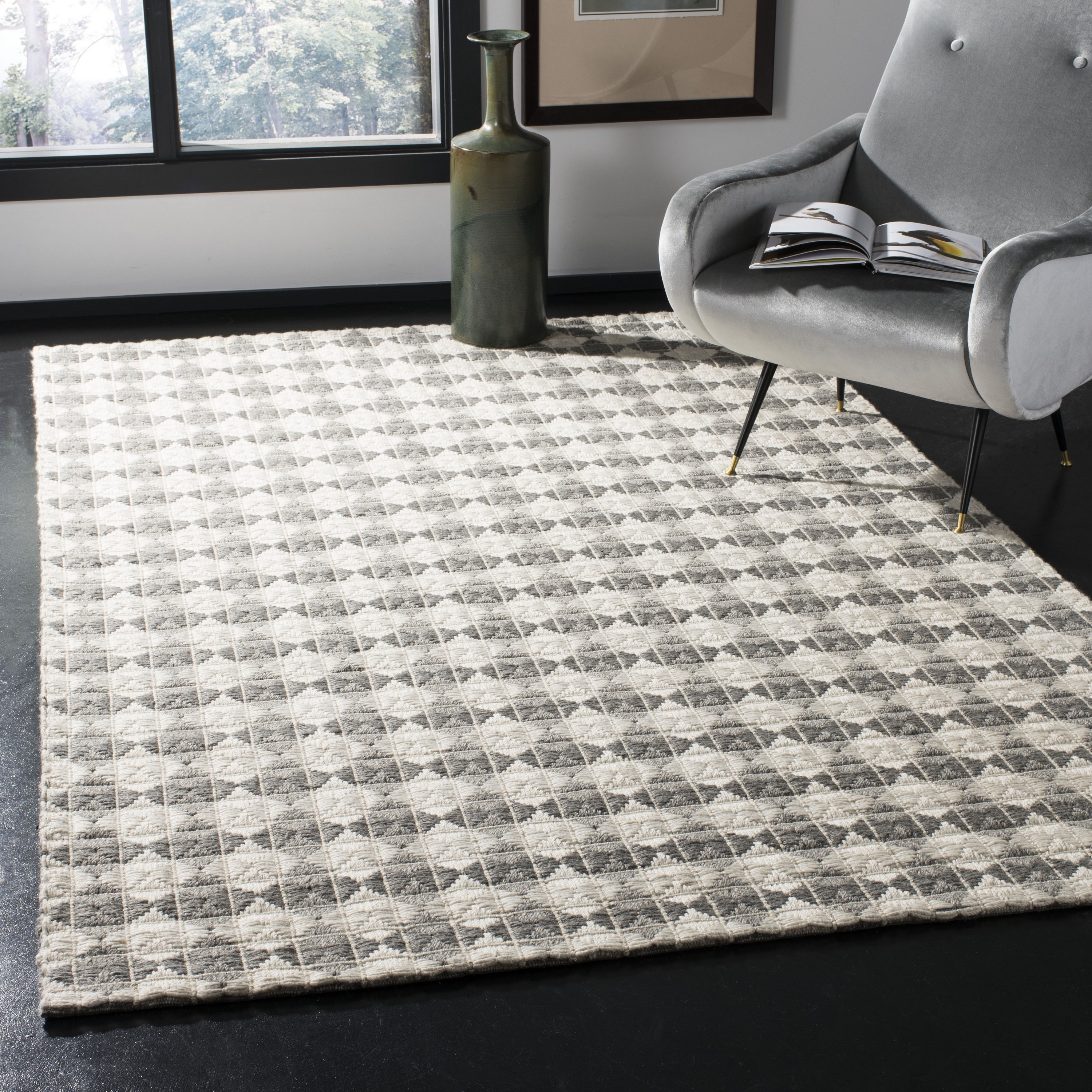 Safavieh NAT407F-3 Natura Banff 3 x 5 (ft) Synthetic Gray/Ivory Rectangular Indoor Abstract Coastal Throw rug