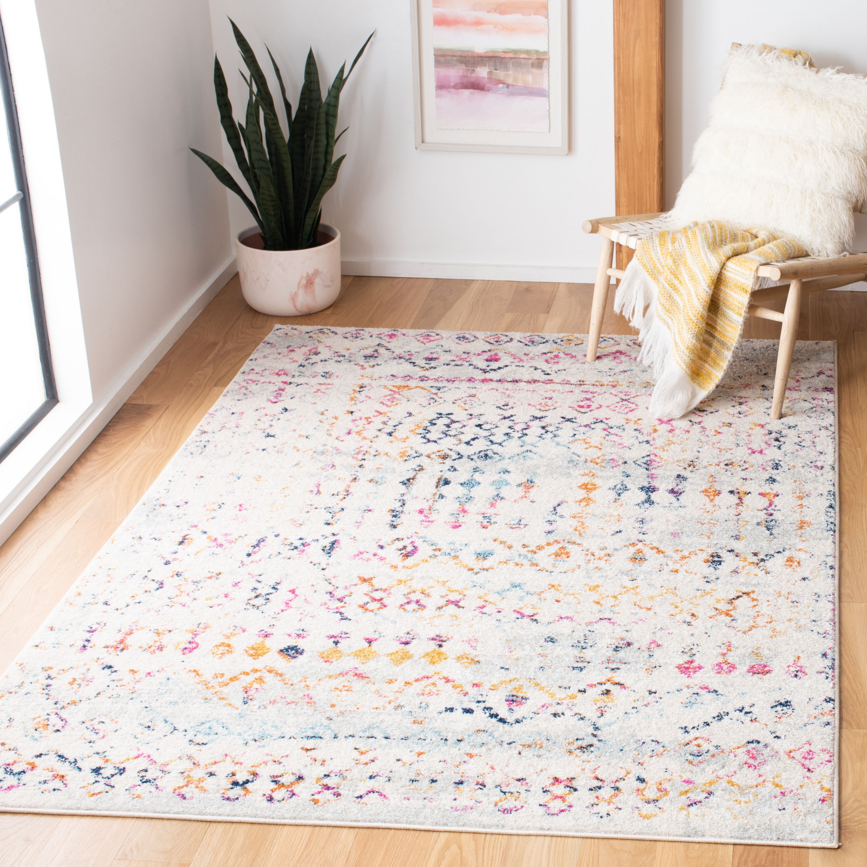 Safavieh TUL240F-9 Tulum Astra 9 x 12 (ft) Loomed Polypropylene Ivory/Gold Rectangular Indoor Geometric Bohemian/Eclectic Area rug