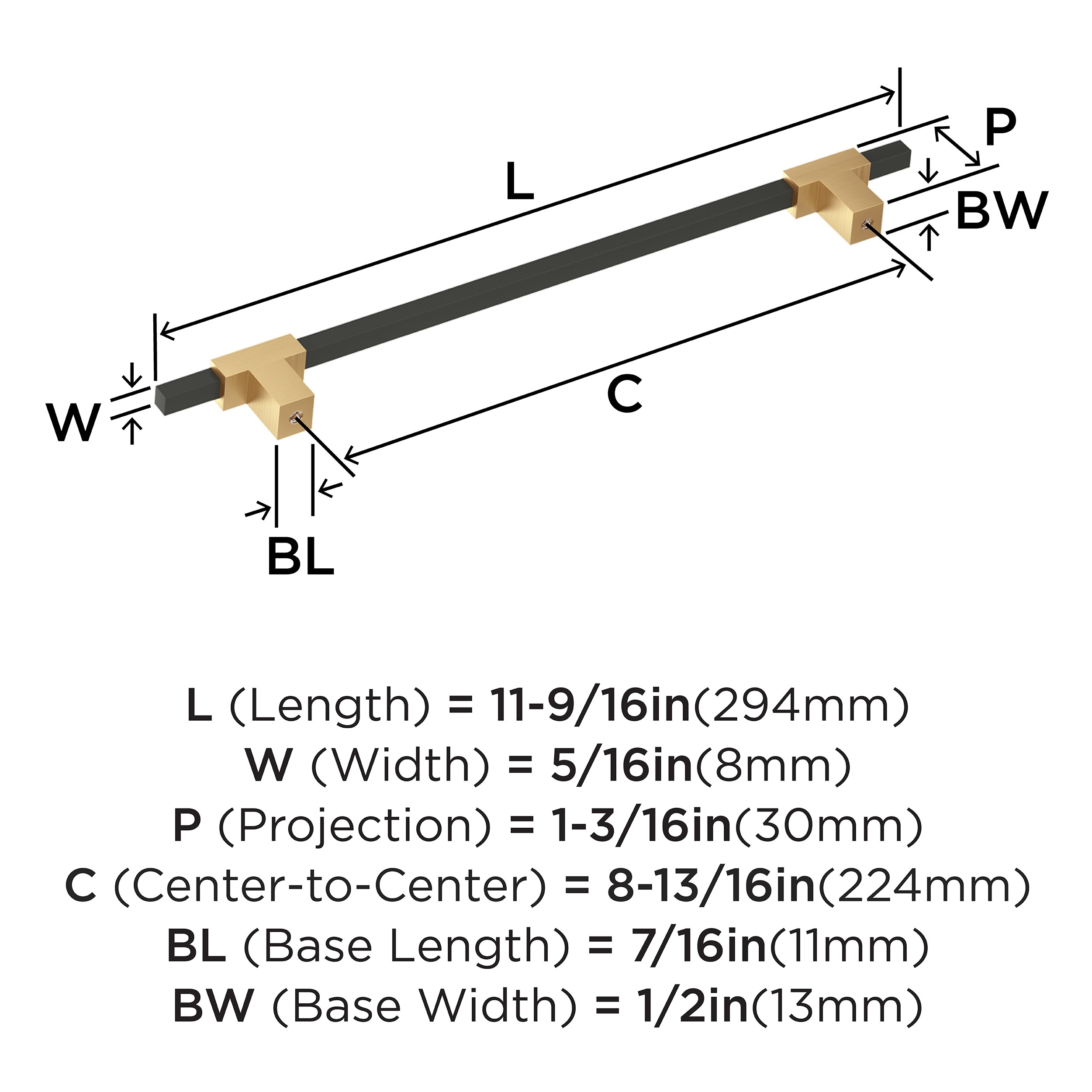 Champagne Bronze and Matte Black Modern Bar Pull